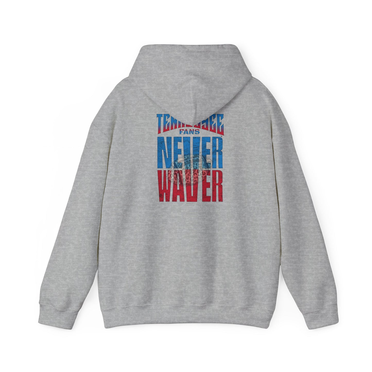 Unisex Heavy Blend™ Hooded Sweatshirt - 'Tennessee Fans Never Waver W Leopard Football' Casual Comfort for Team Fans - Never Waver