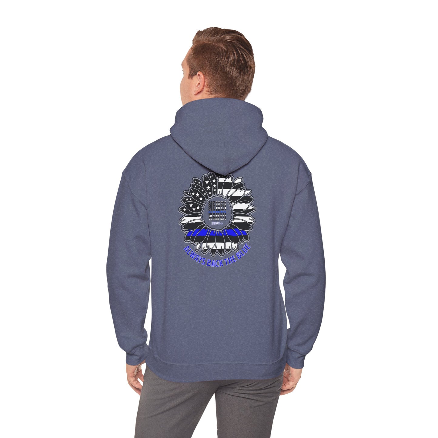 Never Waver Always Back the Blue Hooded Sweatshirt - Unisex Heavy Blend™ - Never Waver