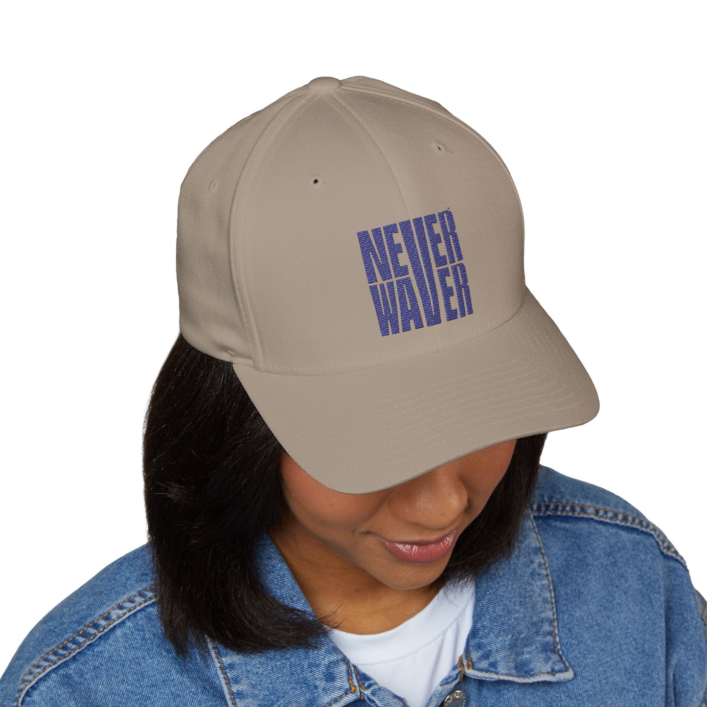 Never Waver Embroidered Cap - Motivational Closed-Back Hat