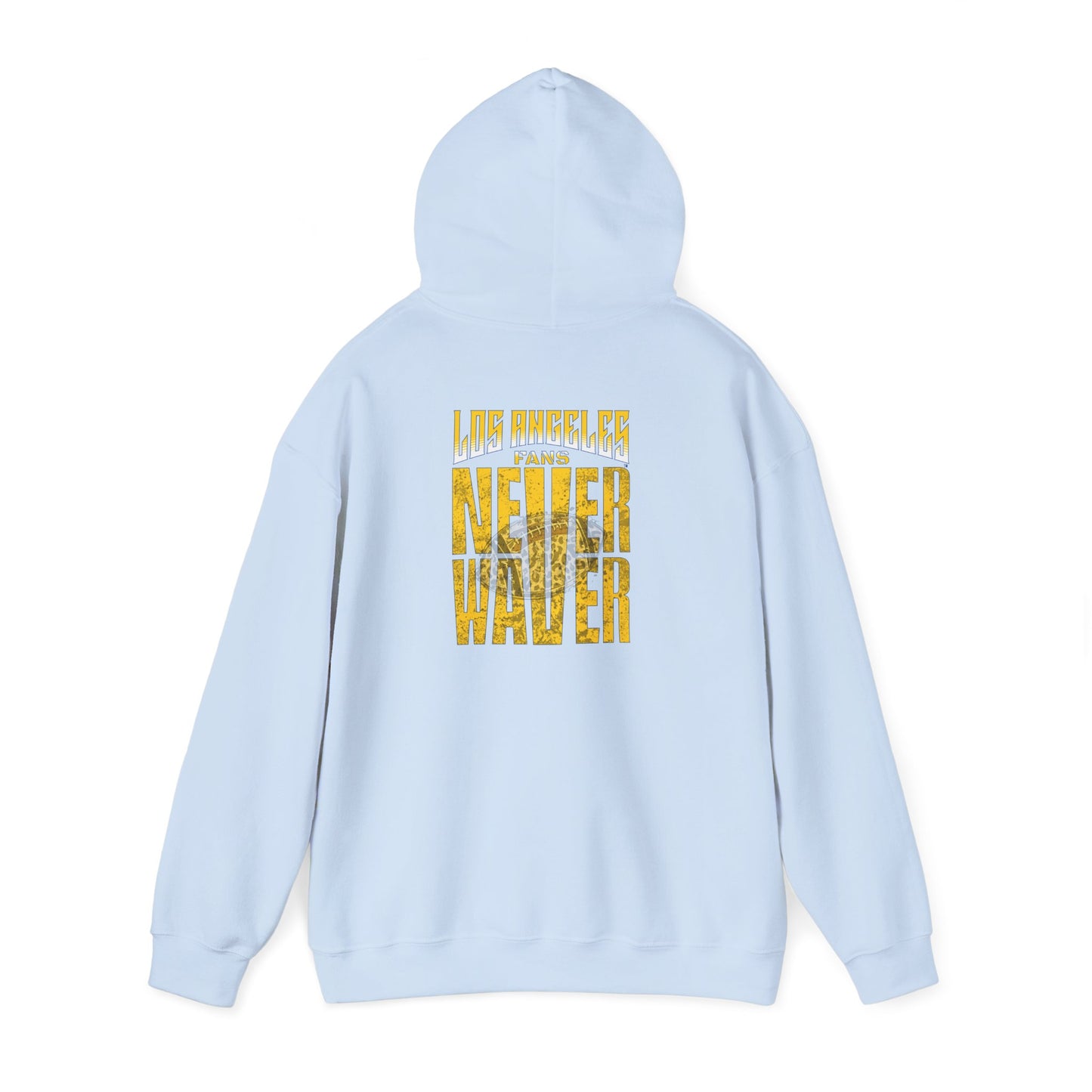 Los Angeles Fans Never Waver w Leopard Football Unisex Heavy Blend™ Hooded Sweatshirt - Cozy, Motivational Apparel for Everyday Wear