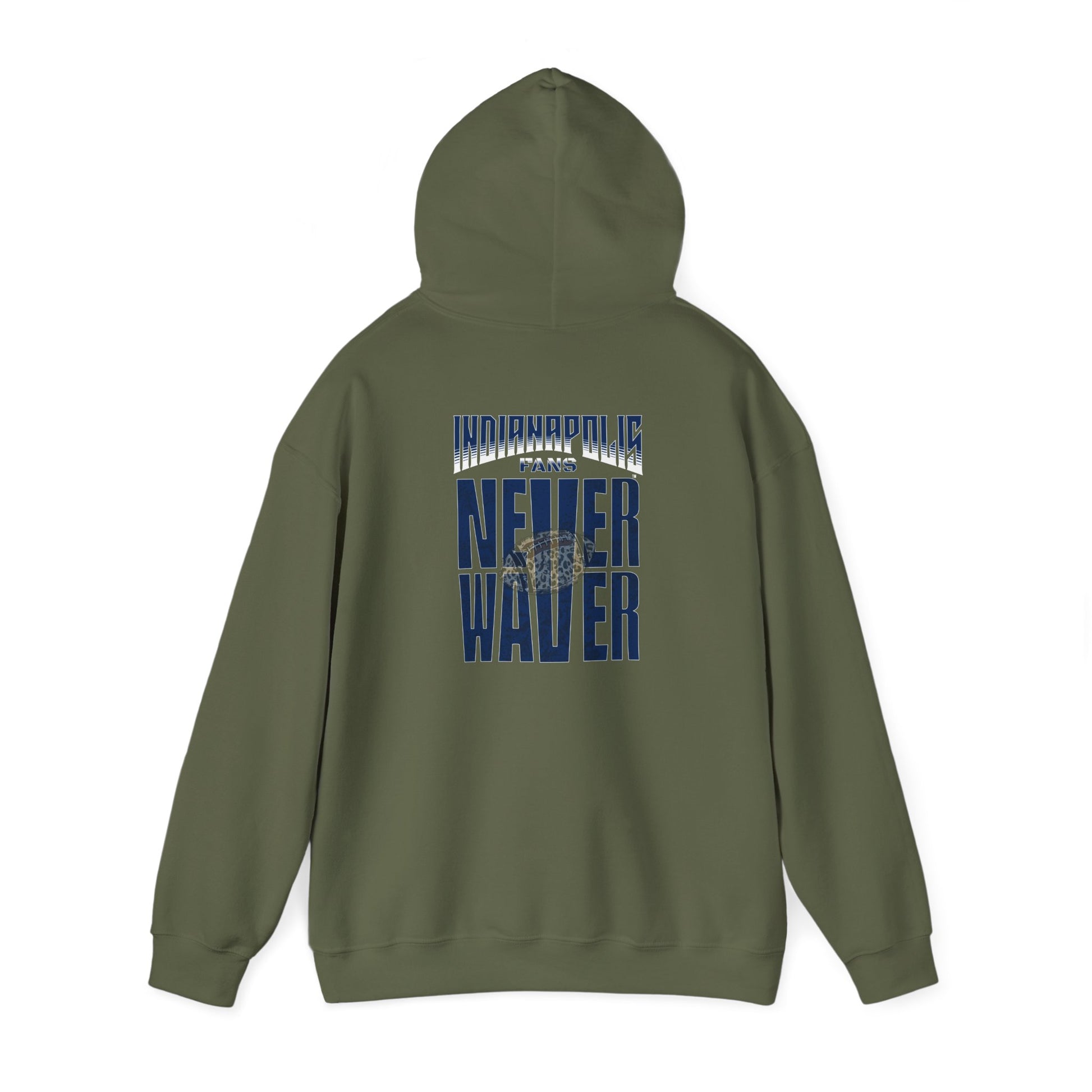Unisex Heavy Blend™ 'Indianapolis Fans Never Waver' Hoodie - Inspirational Apparel for Everyday Comfort - Never Waver