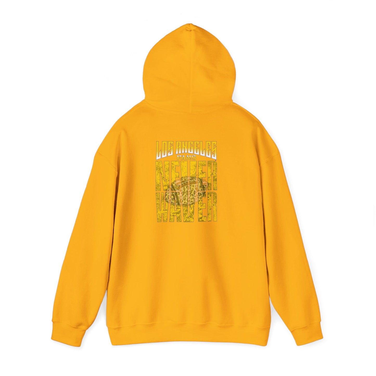 Los Angeles Fans Never Waver w Leopard Football Unisex Heavy Blend™ Hooded Sweatshirt - Cozy, Motivational Apparel for Everyday Wear