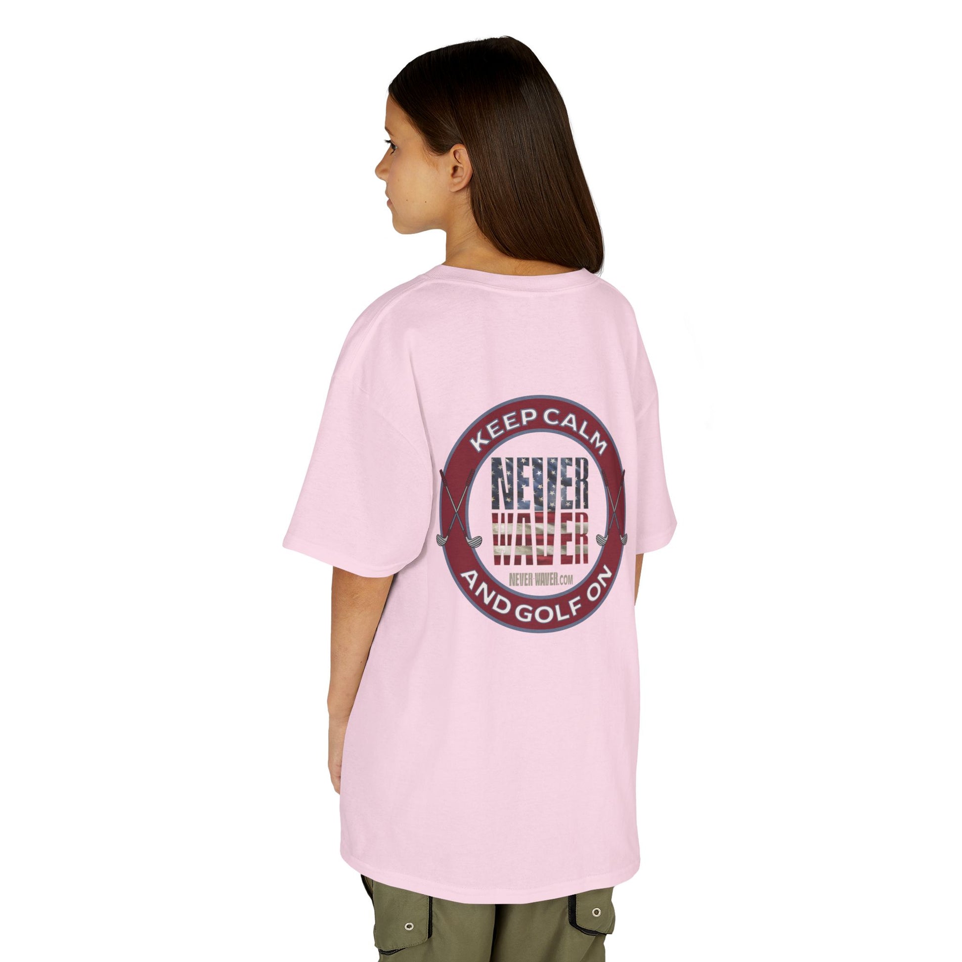 Kids Golf Tee - Keep Calm Never Waver and Golf On - Never Waver