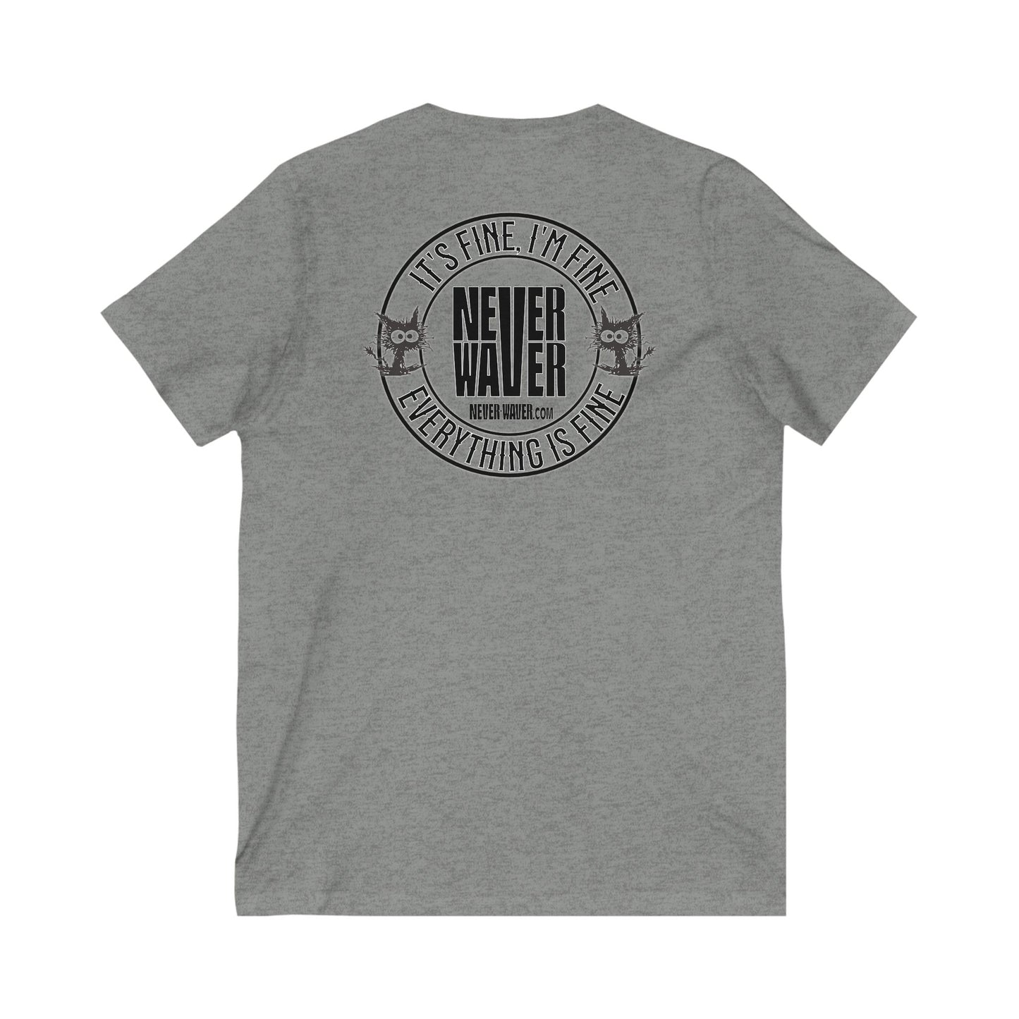 It's Fine , I'm Fine Never Waver Everything Is Fine V-Neck Tee for Moms - Patriotic Short Sleeve Shirt - Never Waver