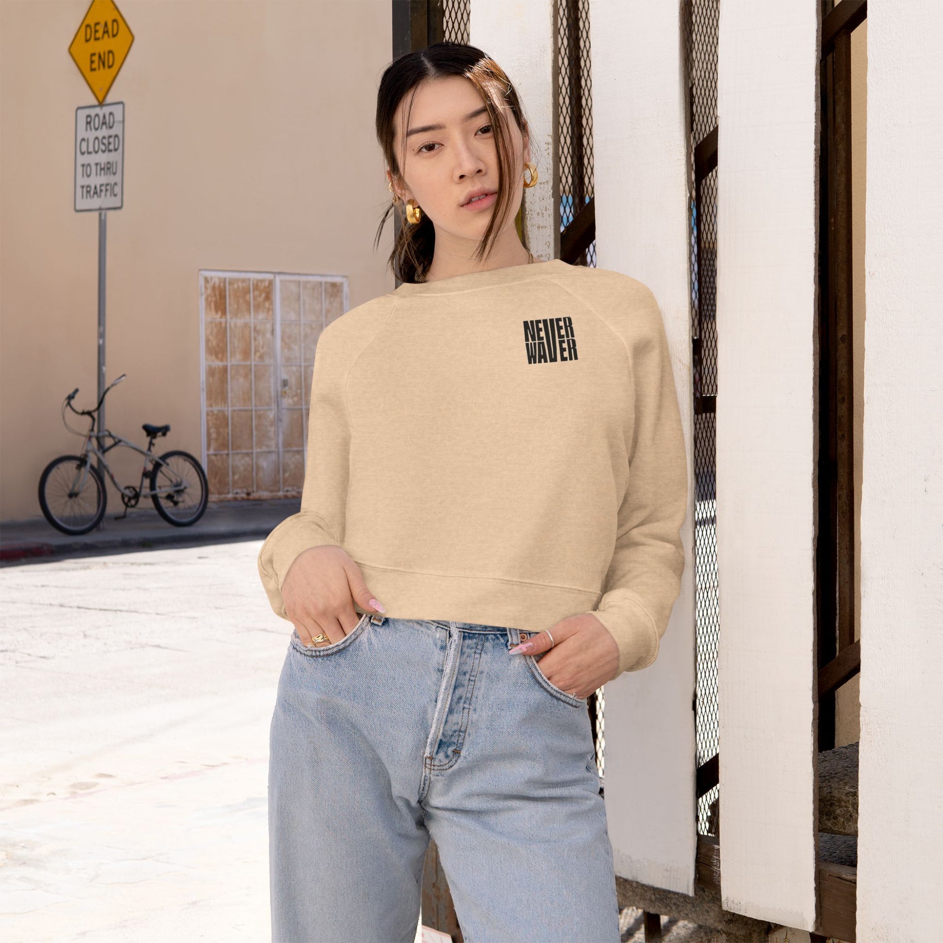 Never Waver Mamacita Needs a Margarita Women's Cropped Fleece Pullover - Never Waver