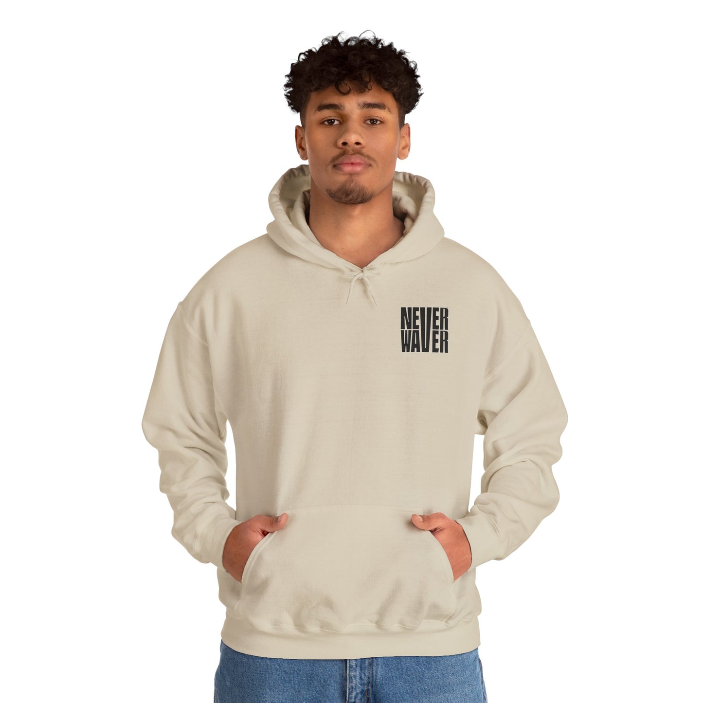 Never Waver” Jesus t-shirt might eye-catching design that reflects a steadfast faith and confidence in Christ.  Hoodie - Unisex Heavy Blend™ Sweatshirt - Never Waver