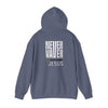 Never Waver” Jesus a bold, eye-catching design that reflects a steadfast faith and confidence in Christ. Hoodie - Unisex Heavy Blend™ Sweatshirt - Never Waver