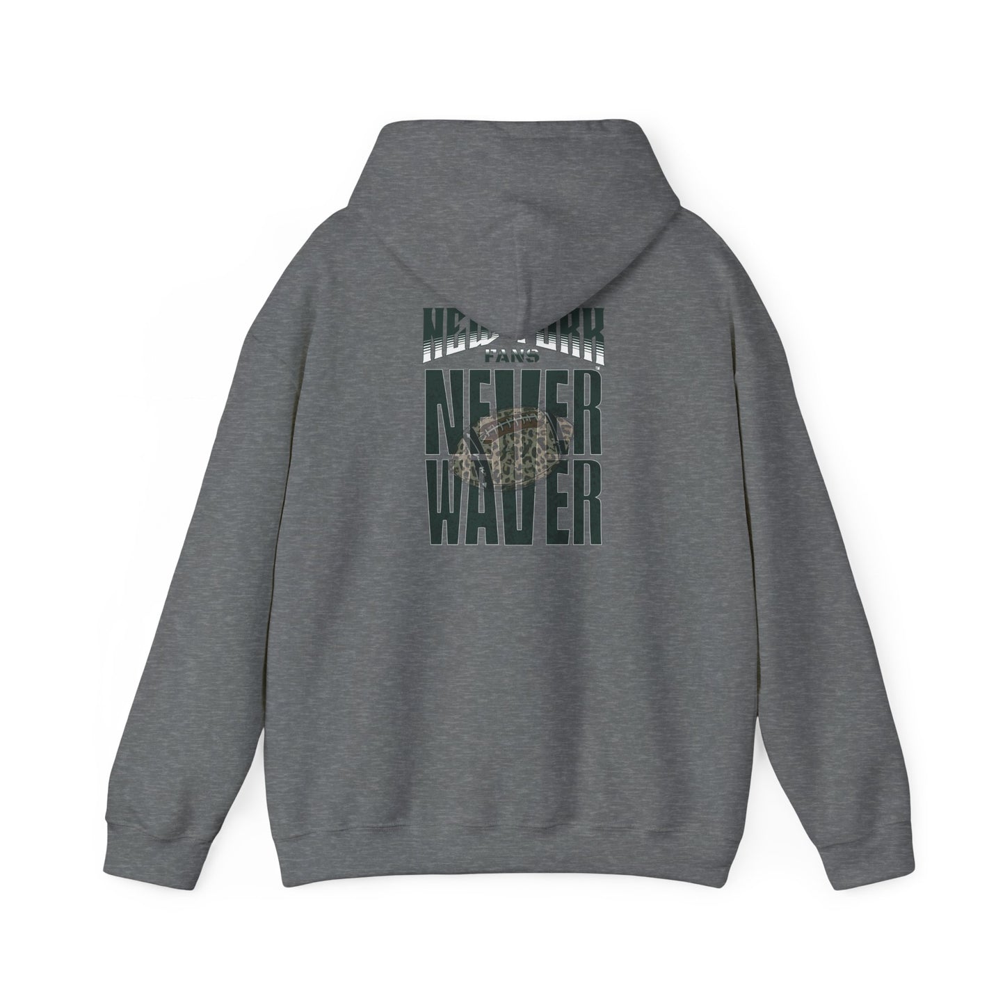 New York Fans Never Waver W Leopard Football Unisex Heavy Blend™ Hooded Sweatshirt - Never Waver