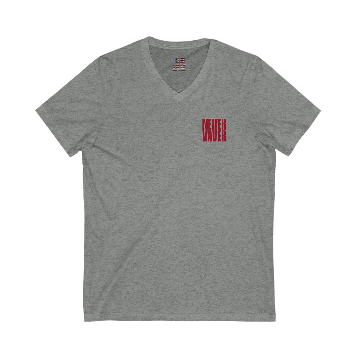Unisex V-Neck Tee - Never Waver Inspirational Crew T-Shirt - Never Waver