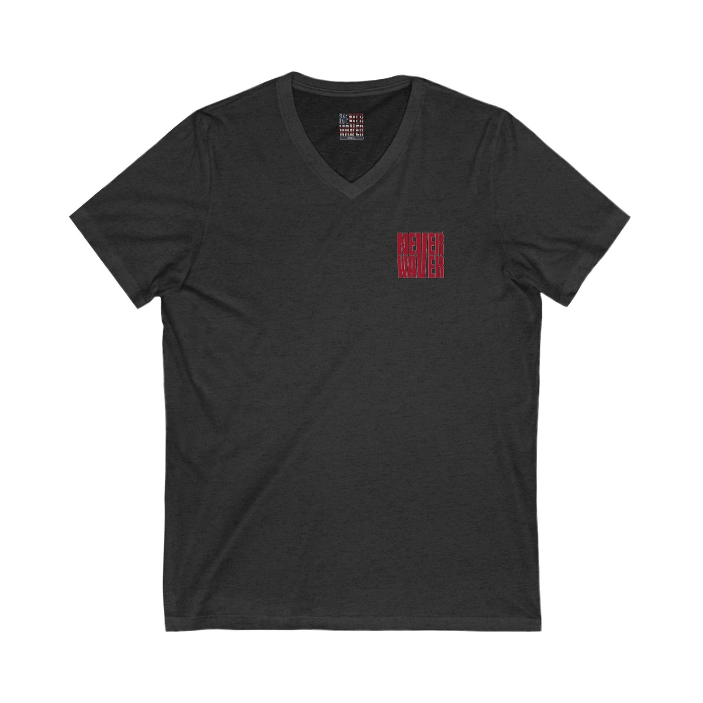 Unisex V-Neck Tee - Never Waver Inspirational Crew T-Shirt - Never Waver