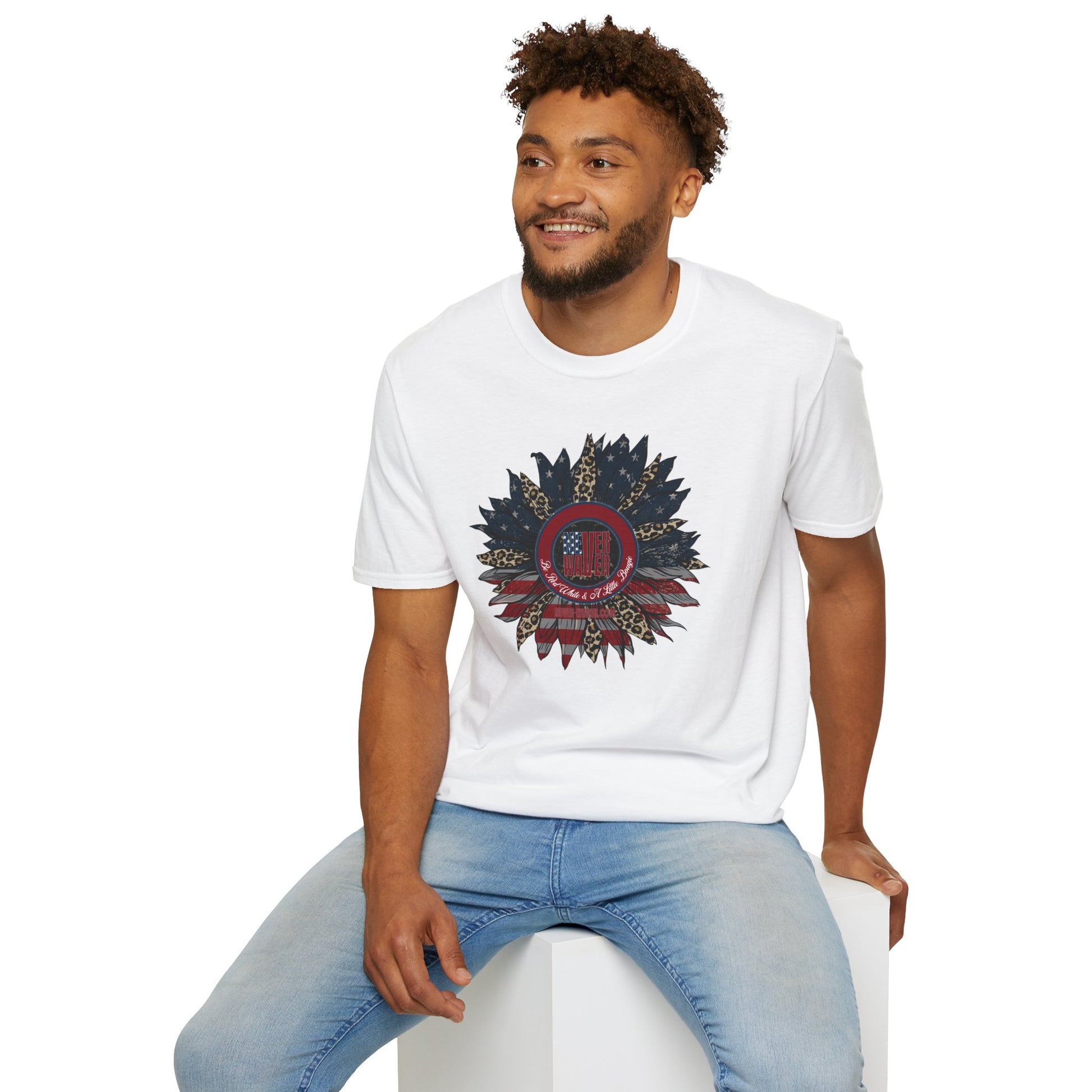 Never Waver Be Red White & a Little Bougie Unisex Softstyle T-Shirt - Never Waver