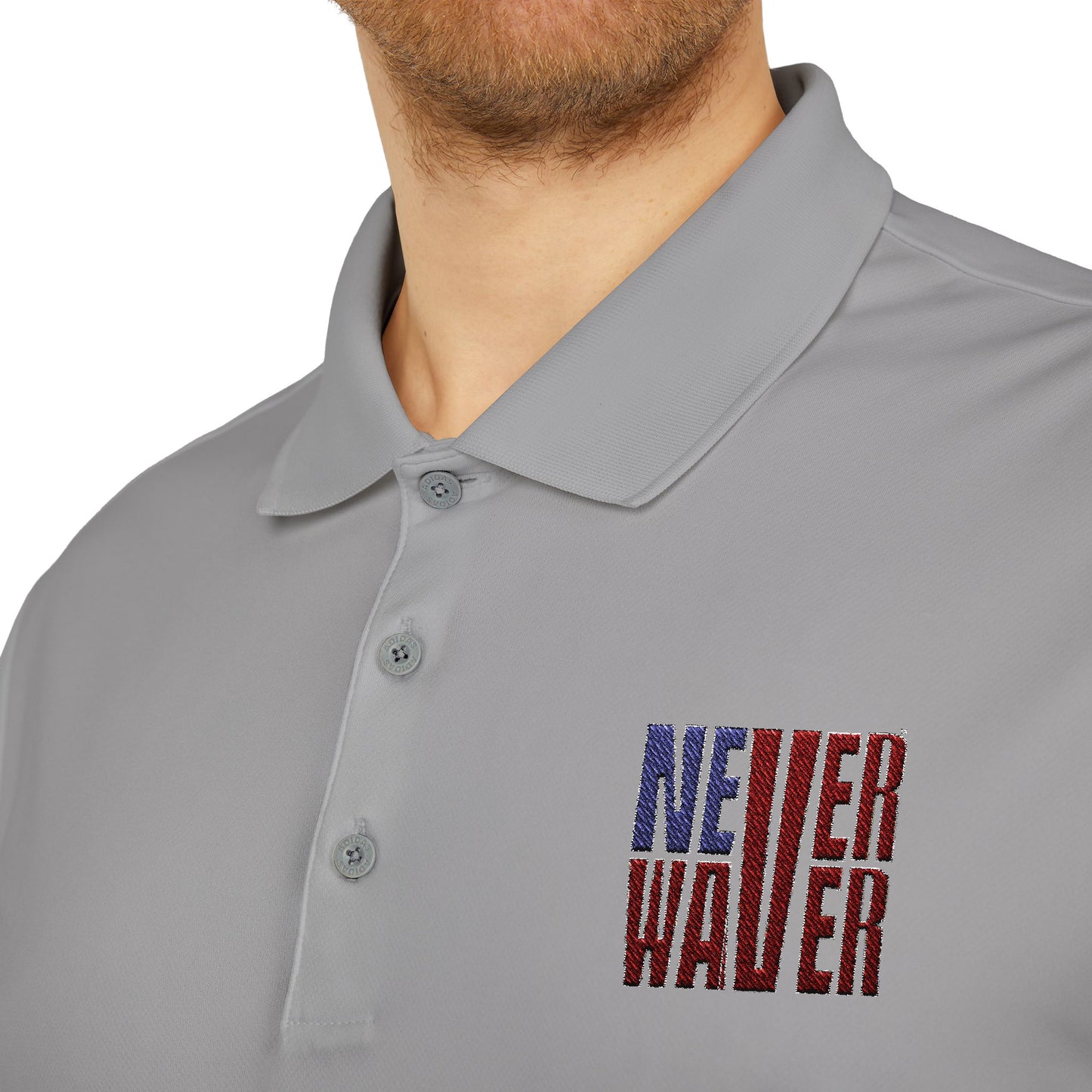 Never Waver Embroidered adidas Unisex Performance Polo - Never Waver