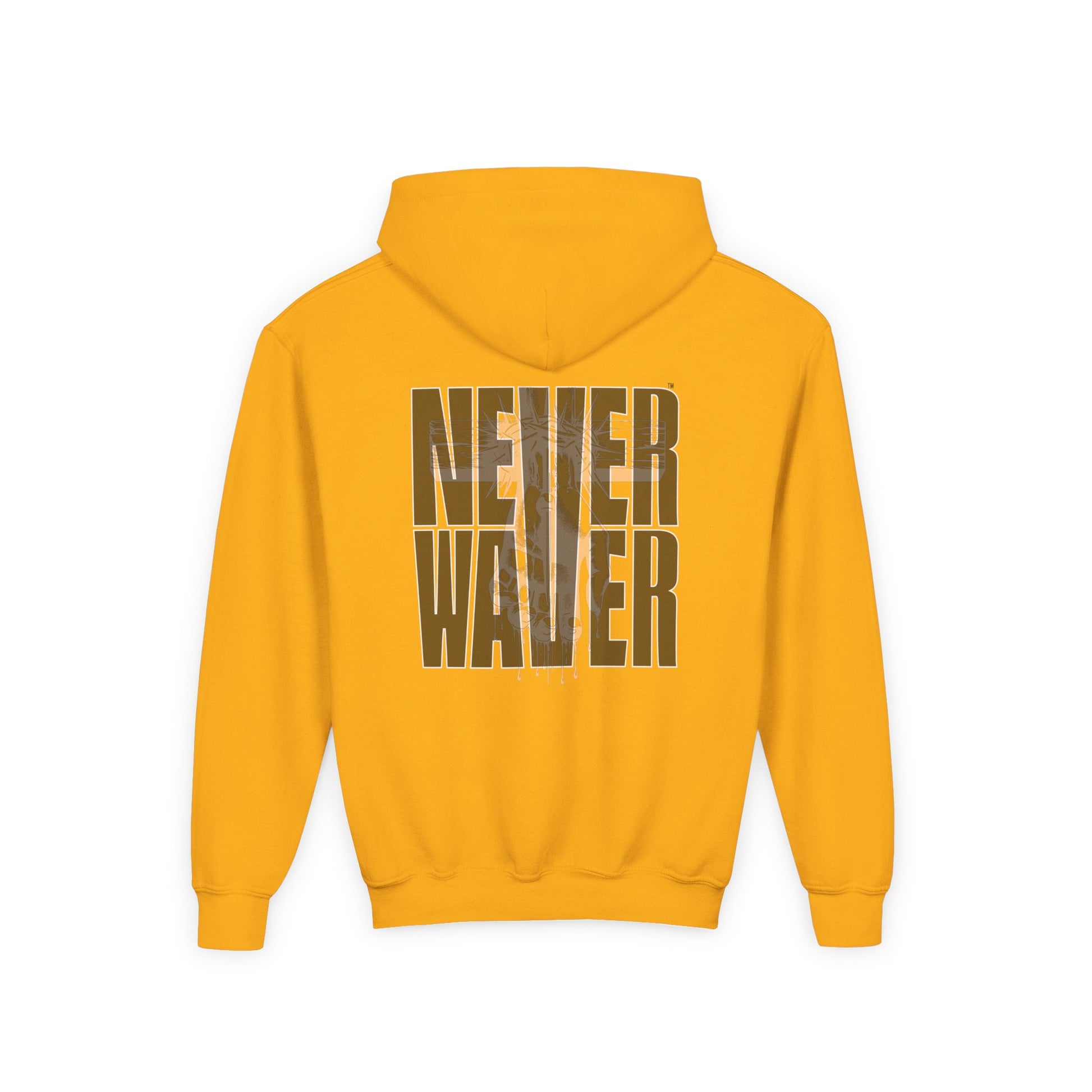 Hoodie - "Never Waver” Jesus a bold, eye-catching design that reflects a steadfast faith and confidence in Christ. " Sweatshirt for Young - Never Waver