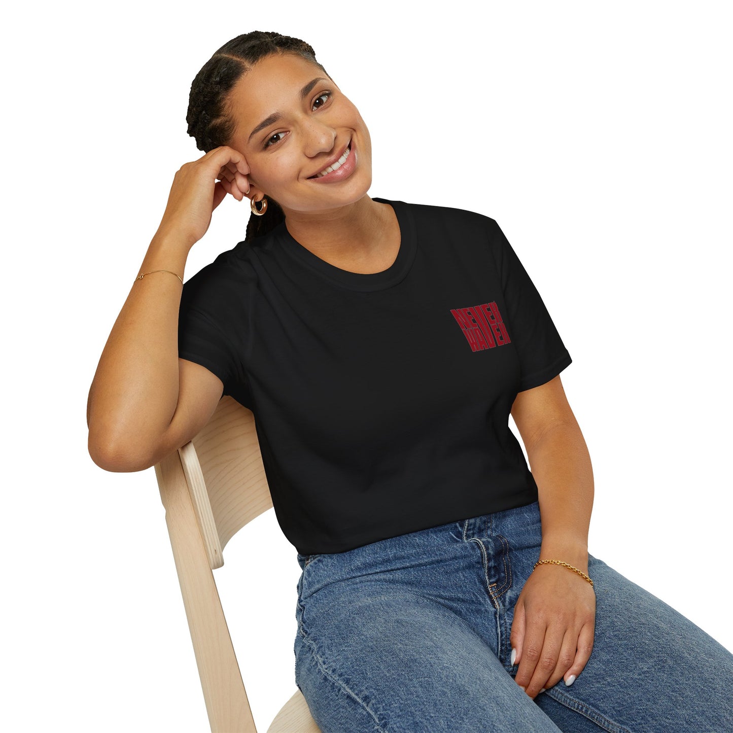 Never Waver Just A Mom Trying Not to Raise A&&holes Unisex Softstyle T-Shirt - Never Waver