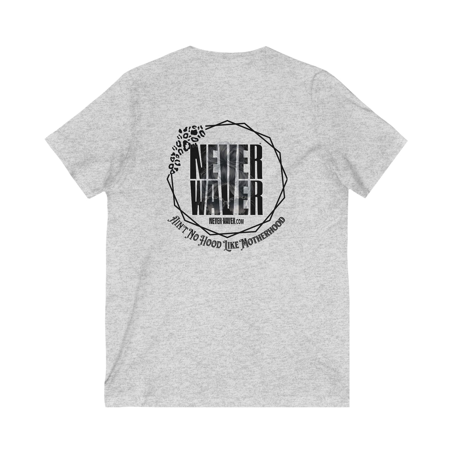Never Waver Ain't No Hood Like Motherhood V-Neck Tee for Moms - Patriotic Short Sleeve Shirt - Never Waver