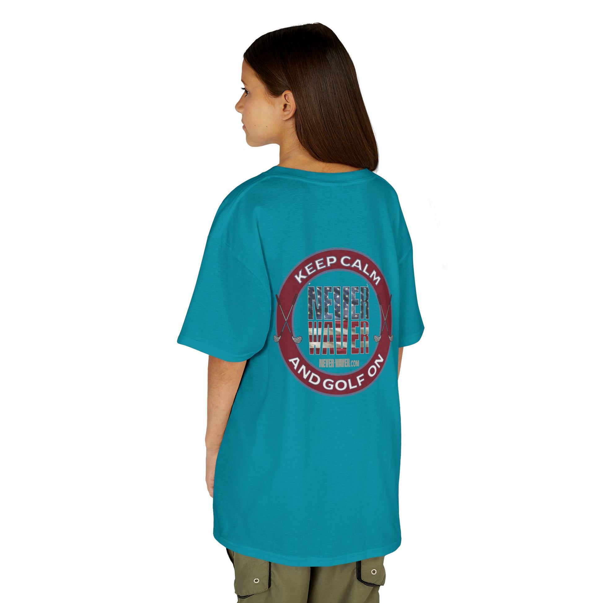 Kids Golf Tee - Keep Calm Never Waver and Golf On - Never Waver