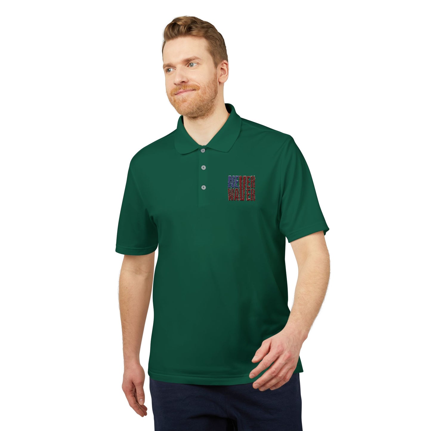 Never Waver Embroidered adidas Unisex Performance Polo - Never Waver