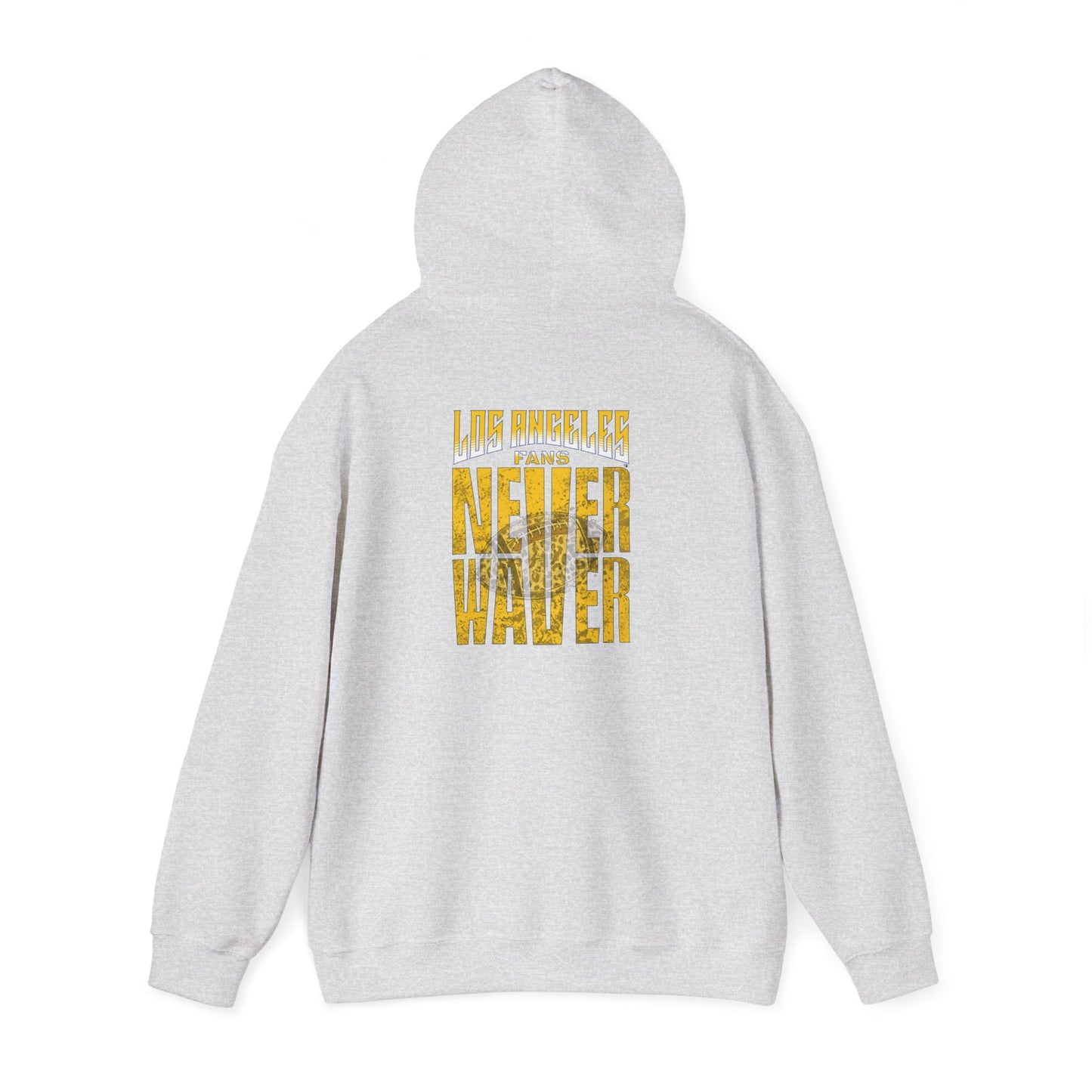 Los Angeles Fans Never Waver w Leopard Football Unisex Heavy Blend™ Hooded Sweatshirt - Cozy, Motivational Apparel for Everyday Wear