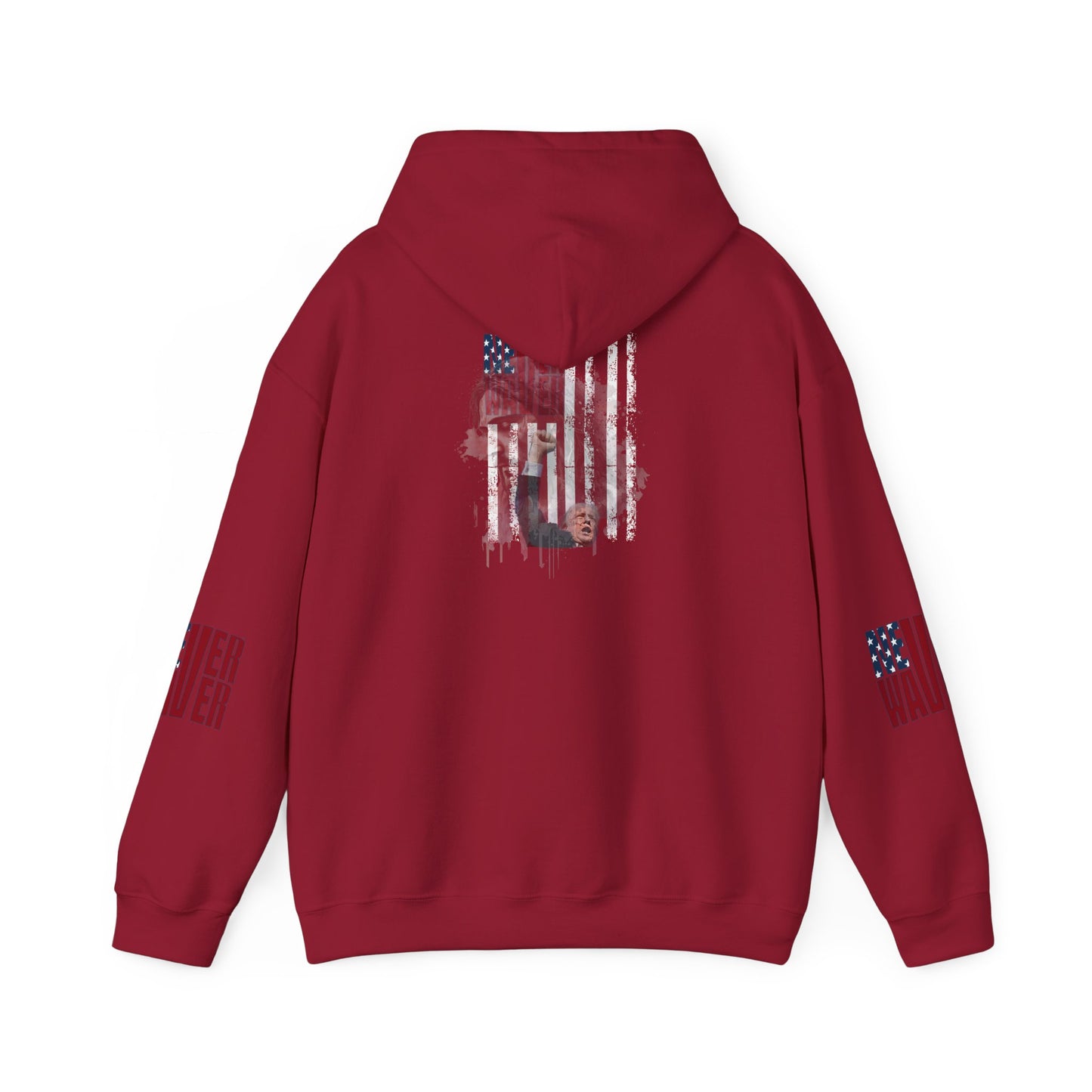 Unisex Heavy Blend™ Hooded Sweatshirt - Stylish Comfort with 'Never Waver Trump Fist Pump W Jesus  Protection' Design - Never Waver