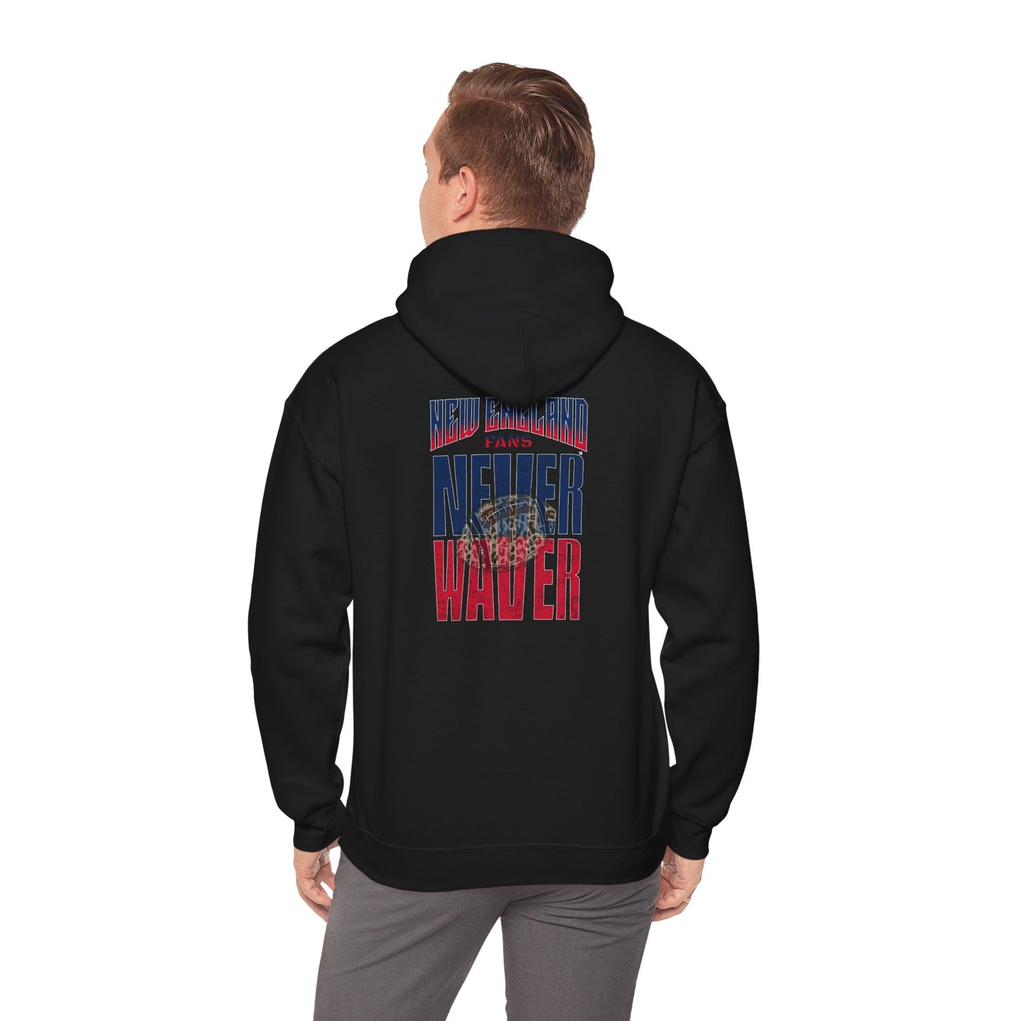 Unisex Heavy Blend™ Hooded Sweatshirt - New England Fans Never Waver w Leopard football - Never Waver