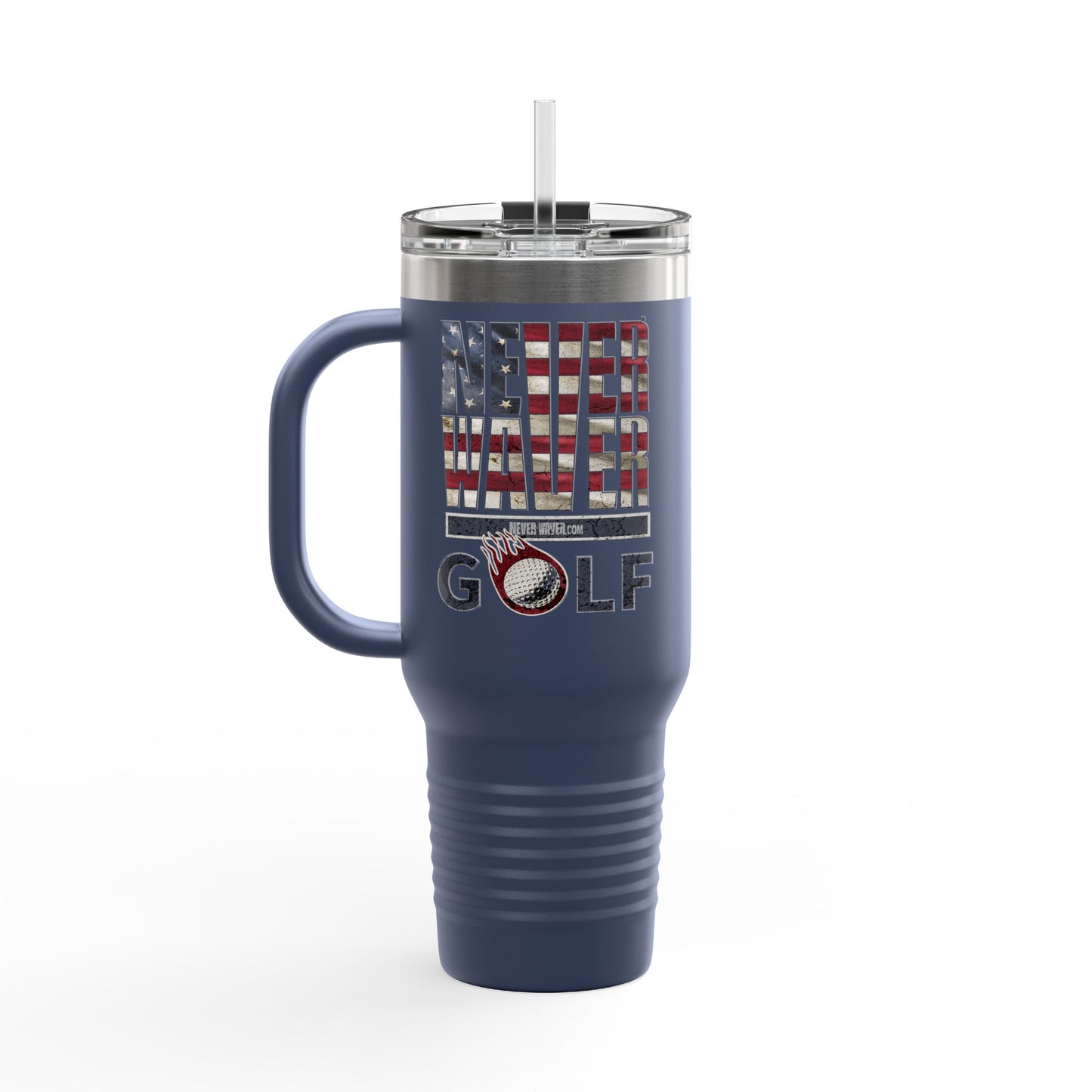 Insulated Travel Mug - "Never Waver Golf" - 40oz Sporty Drinkware - Never Waver