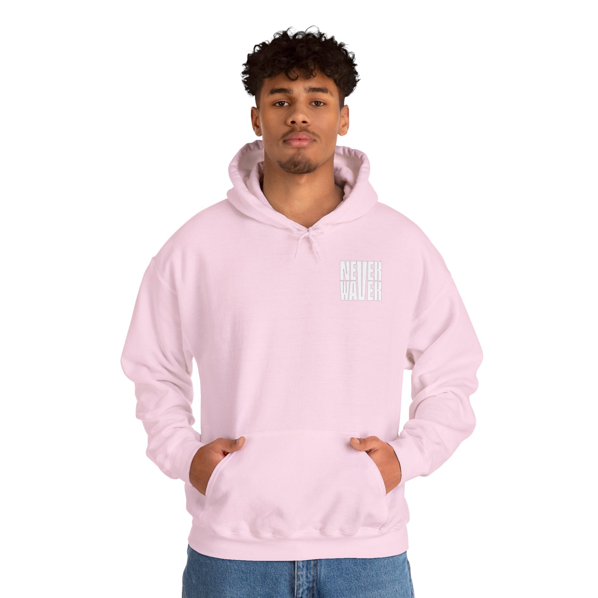 Never Waver” Jesus a bold, eye-catching design that reflects a steadfast faith and confidence in Christ. Hoodie - Unisex Heavy Blend™ Sweatshirt - Never Waver