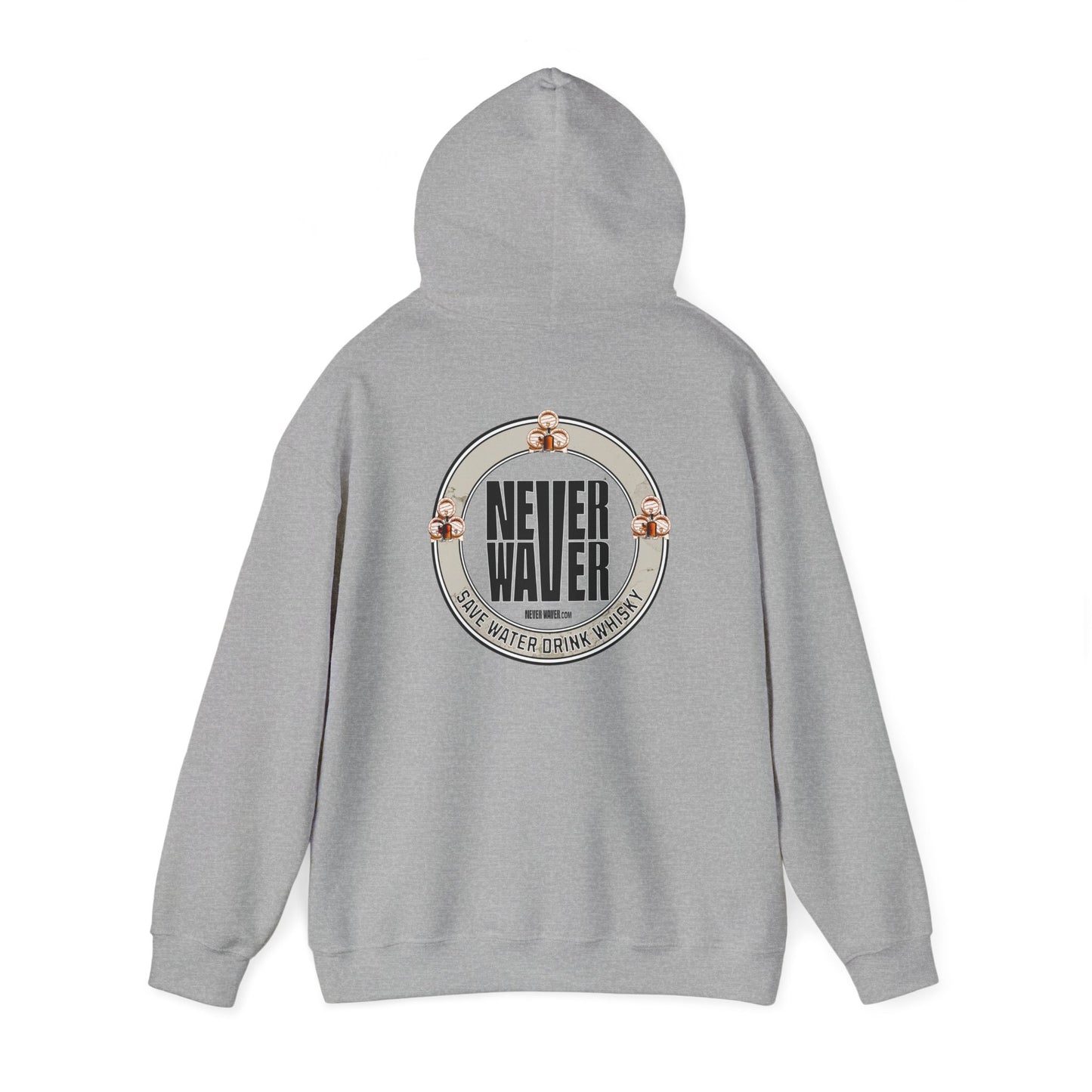 Eco-Friendly Unisex Hoodie: "Never Waver - Save Water, Drink Whiskey" - Never Waver