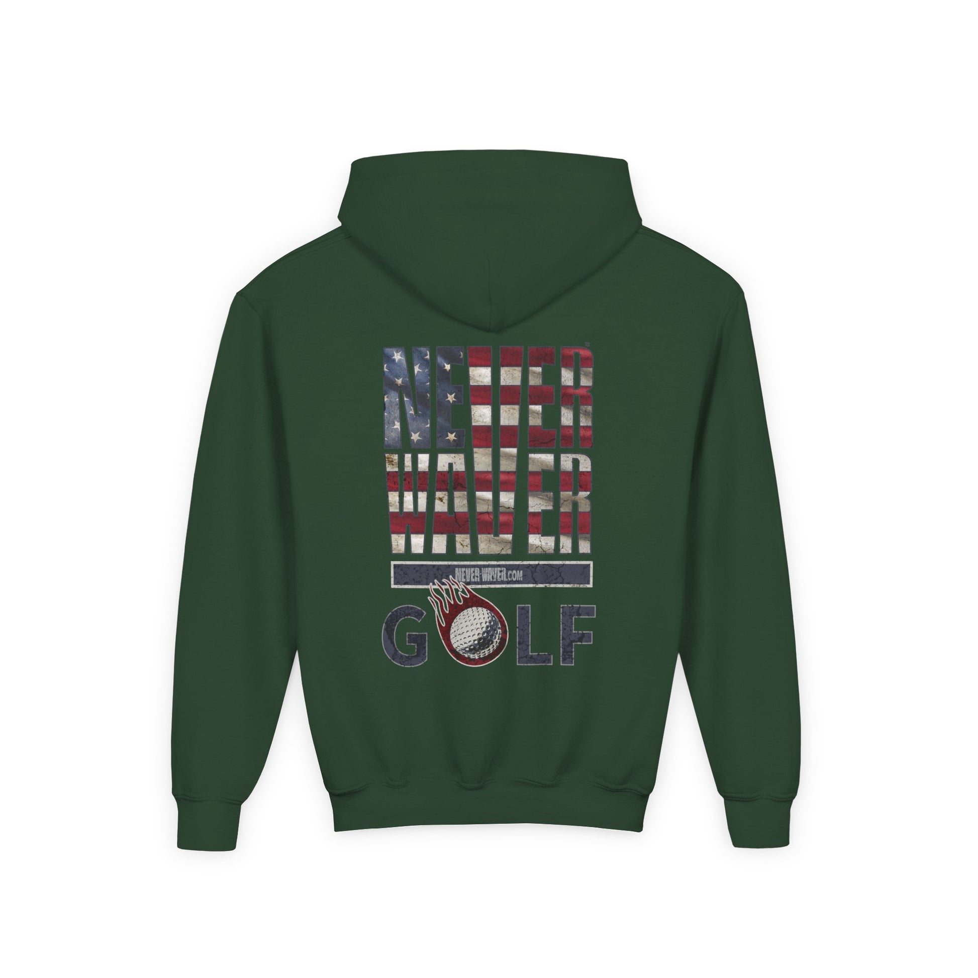 Youth Golf Hoodie - "Never Waver Golf" Sweatshirt for Young Golfers - Never Waver