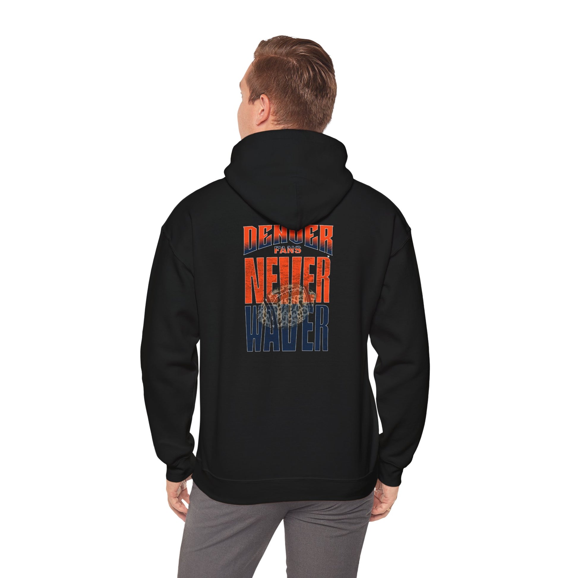 Unisex Heavy Blend™ Hooded Sweatshirt - Denver Fans Never Waver W Leopard Football Motivation - Never Waver