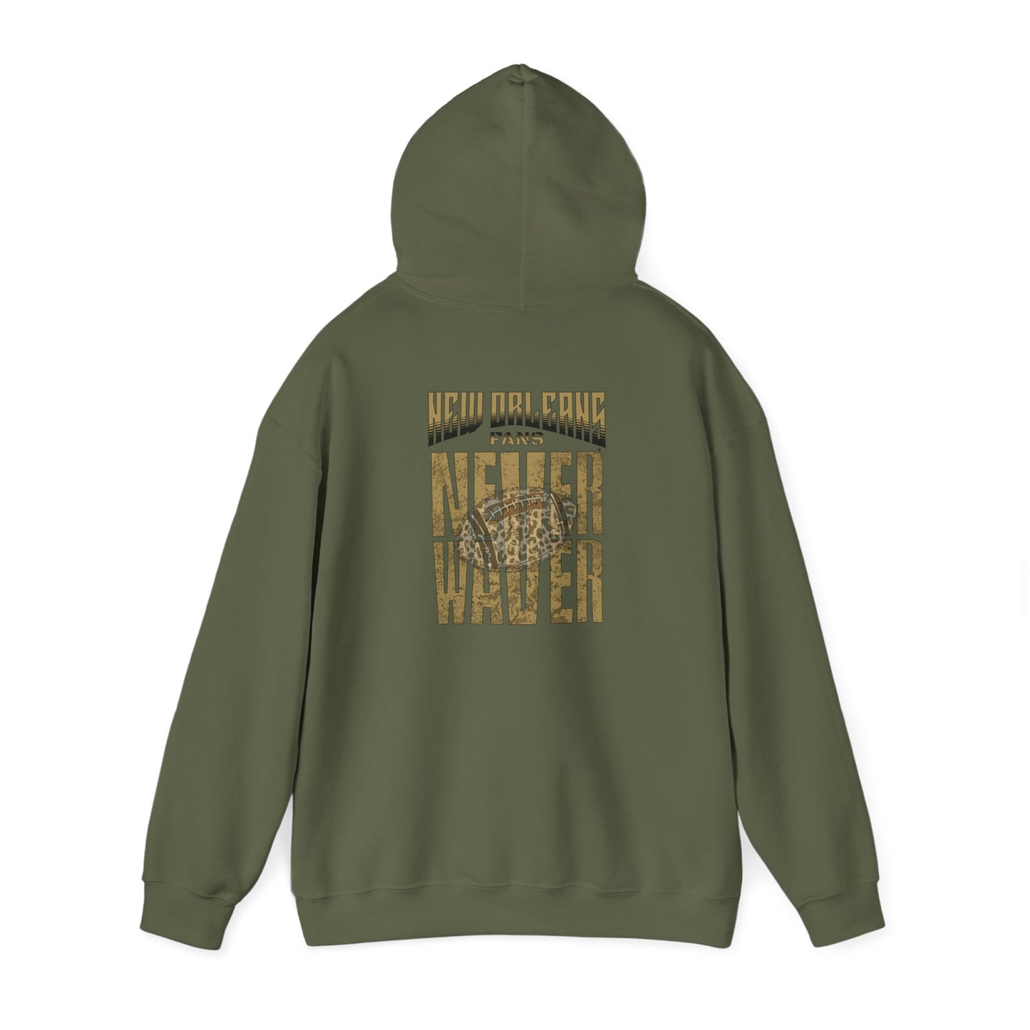 New Orleans Fans Never Waver W Leopard Football Hoodie - Unisex Heavy Blend™ Sweatshirt for Fans - Never Waver