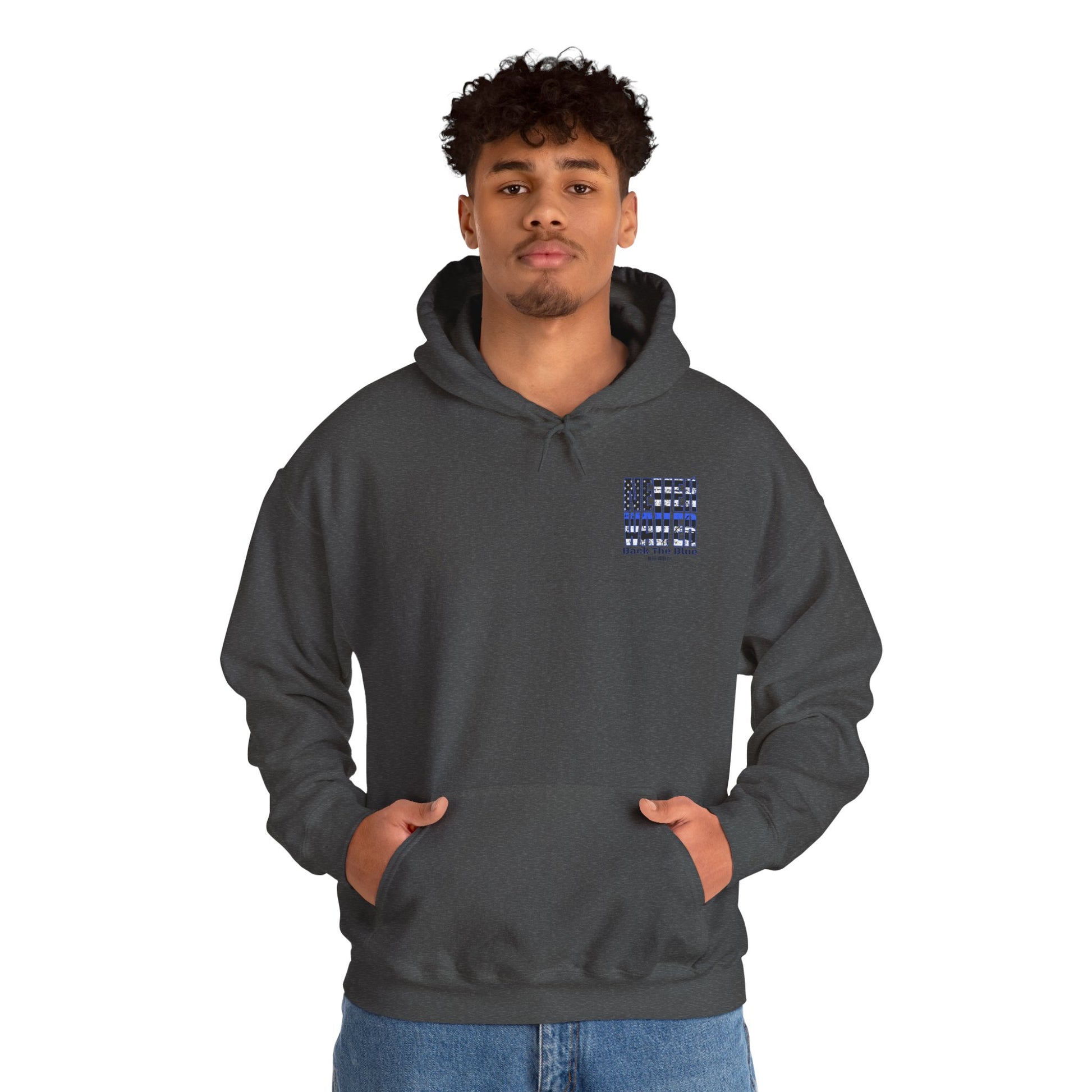 Never Waver Back The Blue Hoodie - Unisex Heavy Blend Sweatshirt - Never Waver