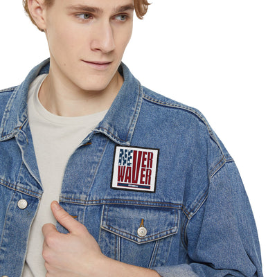 Patriotic Iron-On Patch - 'Never Waver' USA Flag Design for Jackets, Bags, and More - Never Waver
