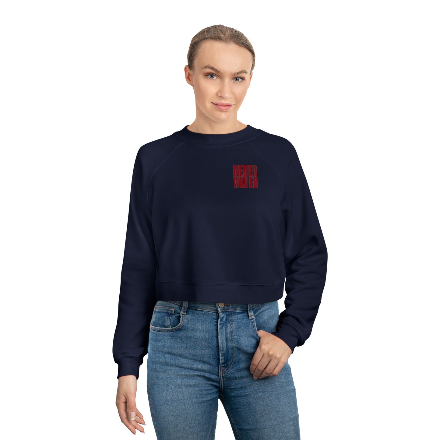 Never Waver Just A Mom Trying Not to Raise A&&holes Women's Cropped Fleece Pullover - Never Waver