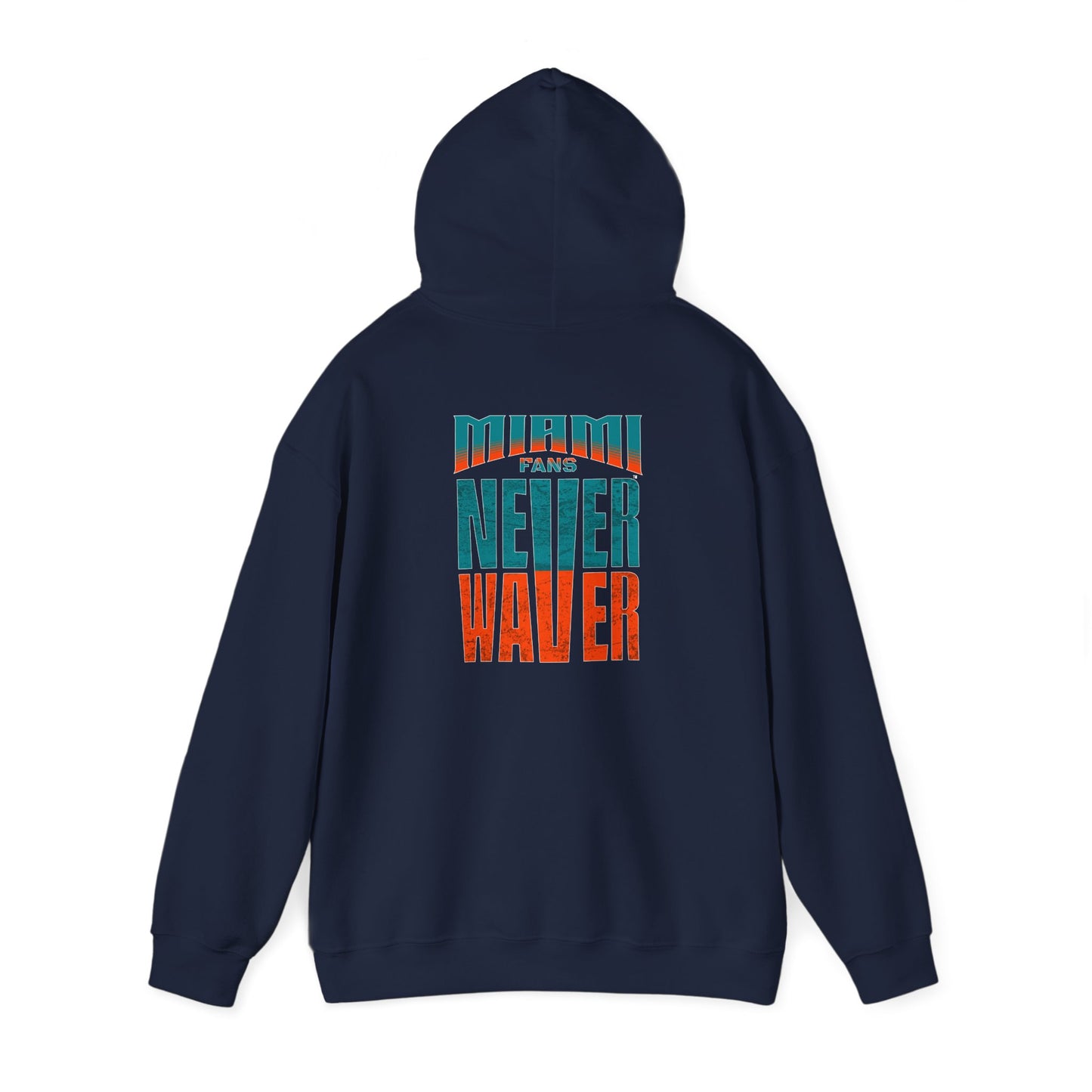 Unisex Heavy Blend™ Hooded Sweatshirt - "Miami Fans Never Waver" Inspirational Hoodie - Never Waver