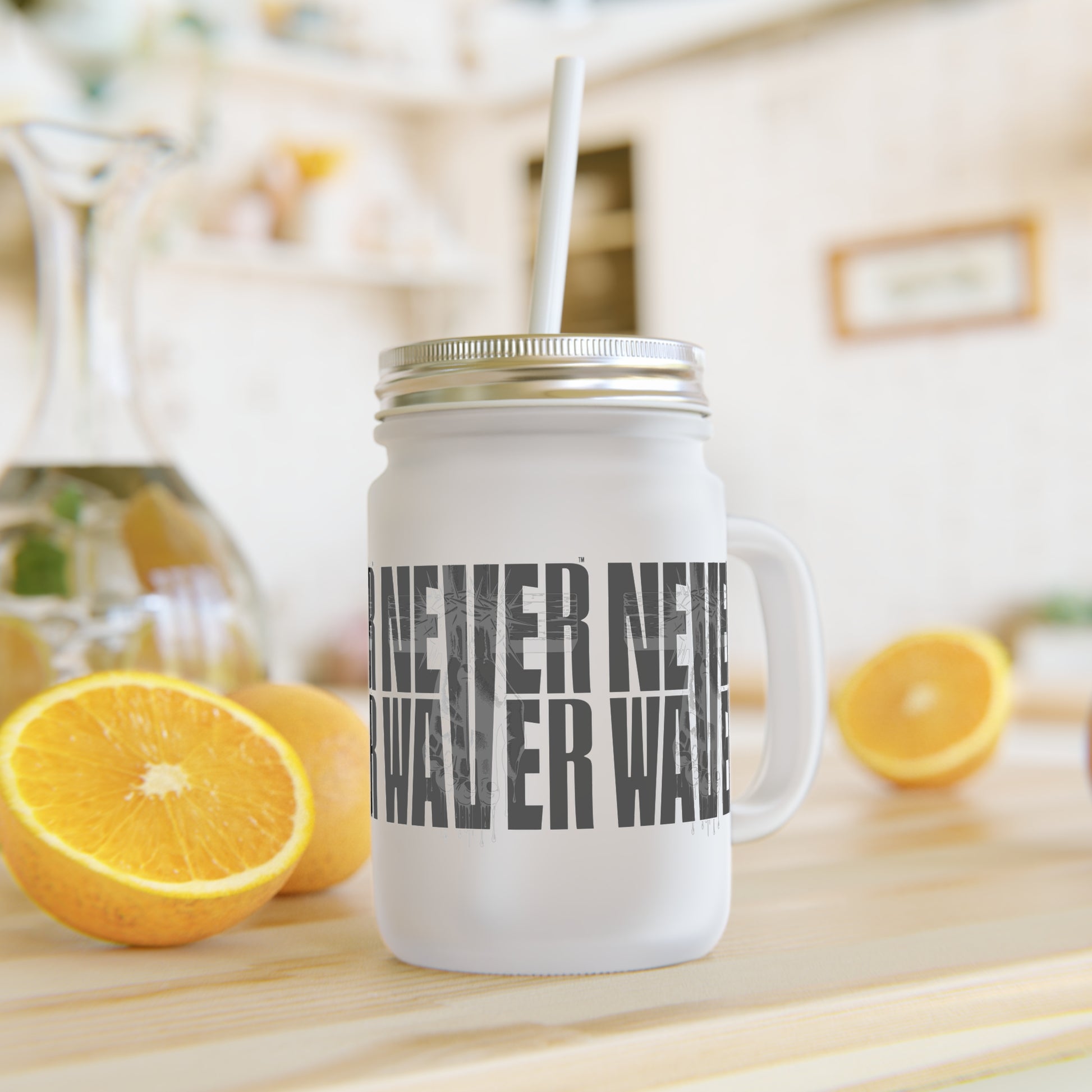 Never Waver” Jesus a bold, eye-catching design that reflects a steadfast faith and confidence in Christ. Mason Jar Cup - Perfect for Faith goers! - Never Waver