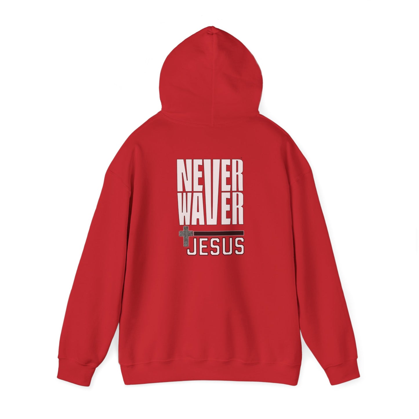 Never Waver” Jesus a bold, eye-catching design that reflects a steadfast faith and confidence in Christ. Hoodie - Unisex Heavy Blend™ Sweatshirt - Never Waver