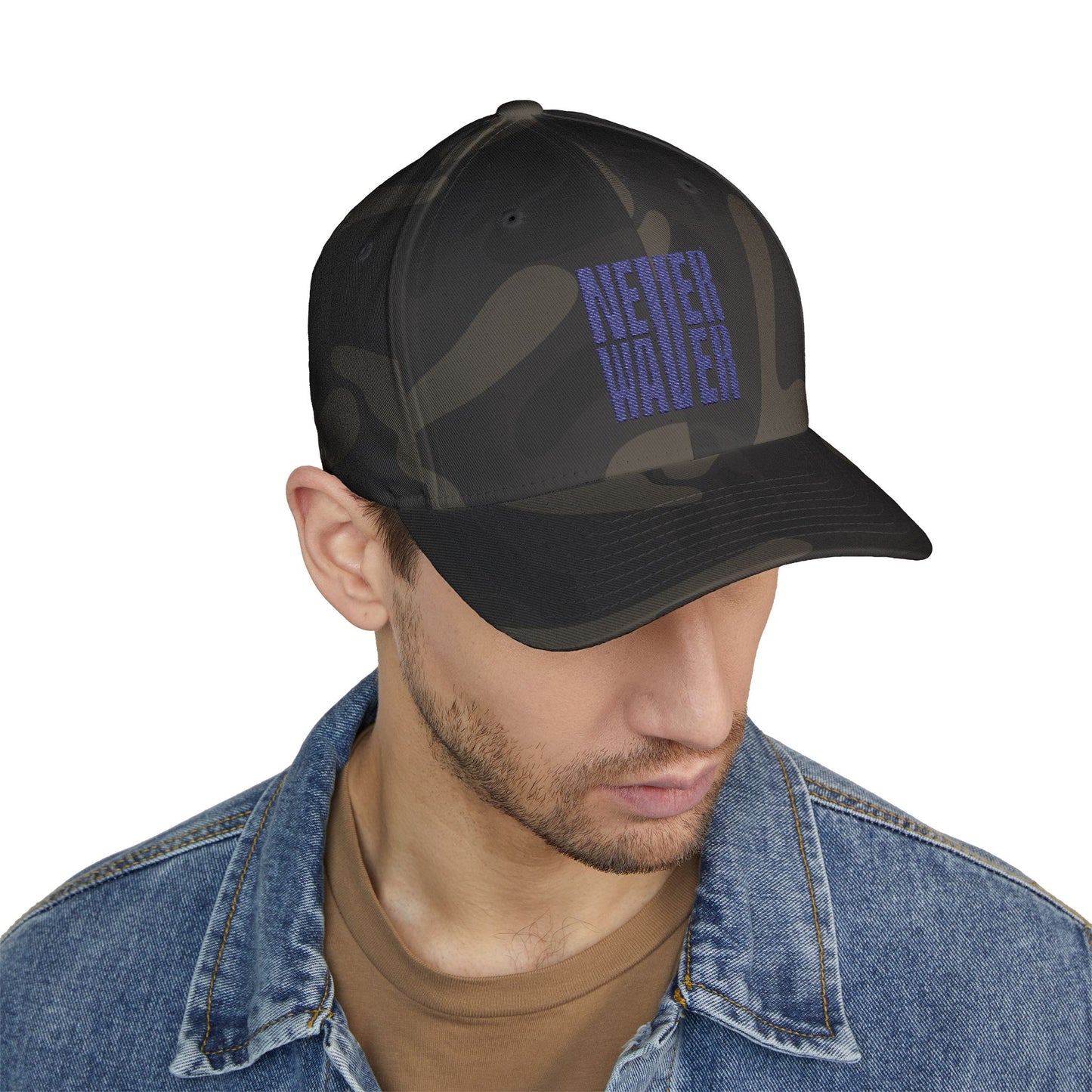 Never Waver Embroidered Cap - Motivational Closed-Back Hat