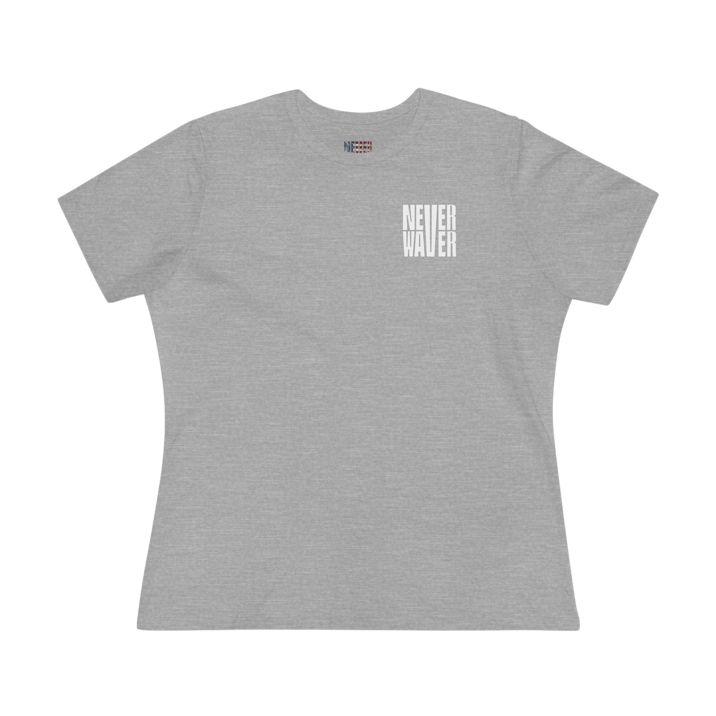 Never Waver” Jesus bold, eye-catching design that reflects a steadfast faith and confidence in Christ. Women's Cotton Tee - Never Waver