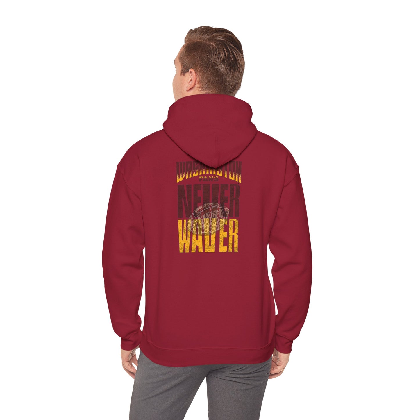 Unisex Heavy Blend™ Hooded Sweatshirt - Washington Fans Never Waver W Leopard Football- Perfect for Sports Fans - Never Waver