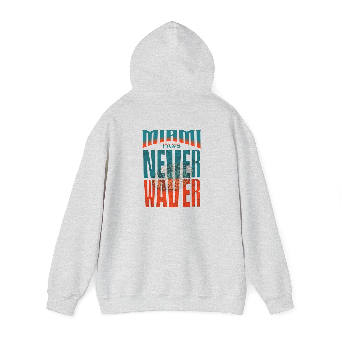 Unisex Heavy Blend™ Hooded Sweatshirt -Miami Fans  NEVER WAVER w Leopard Football | Cozy Streetwear for Every Day - Never Waver