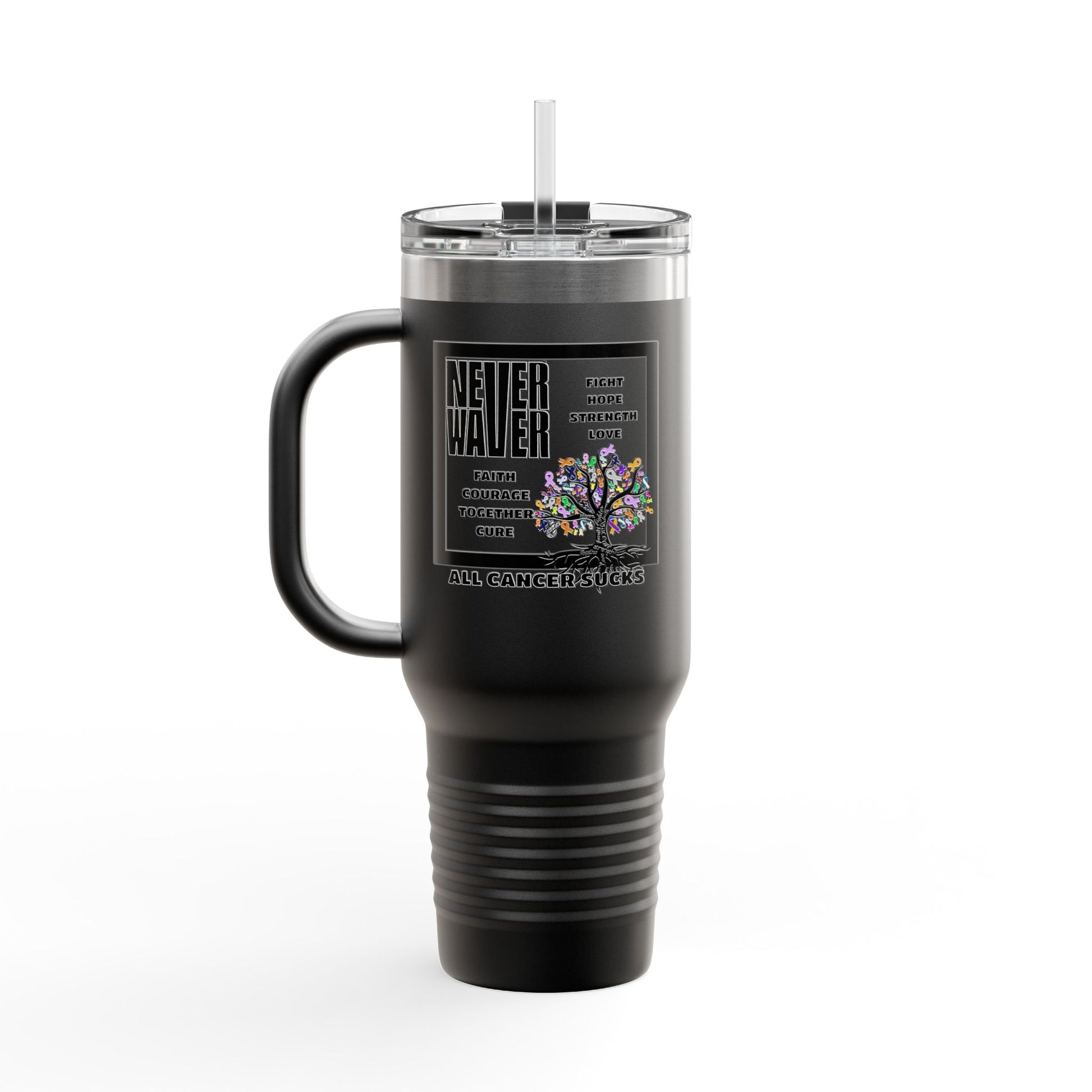 Insulated Travel Mug - Never Waver Tree of Cancer Ribbons, 40oz - Never Waver