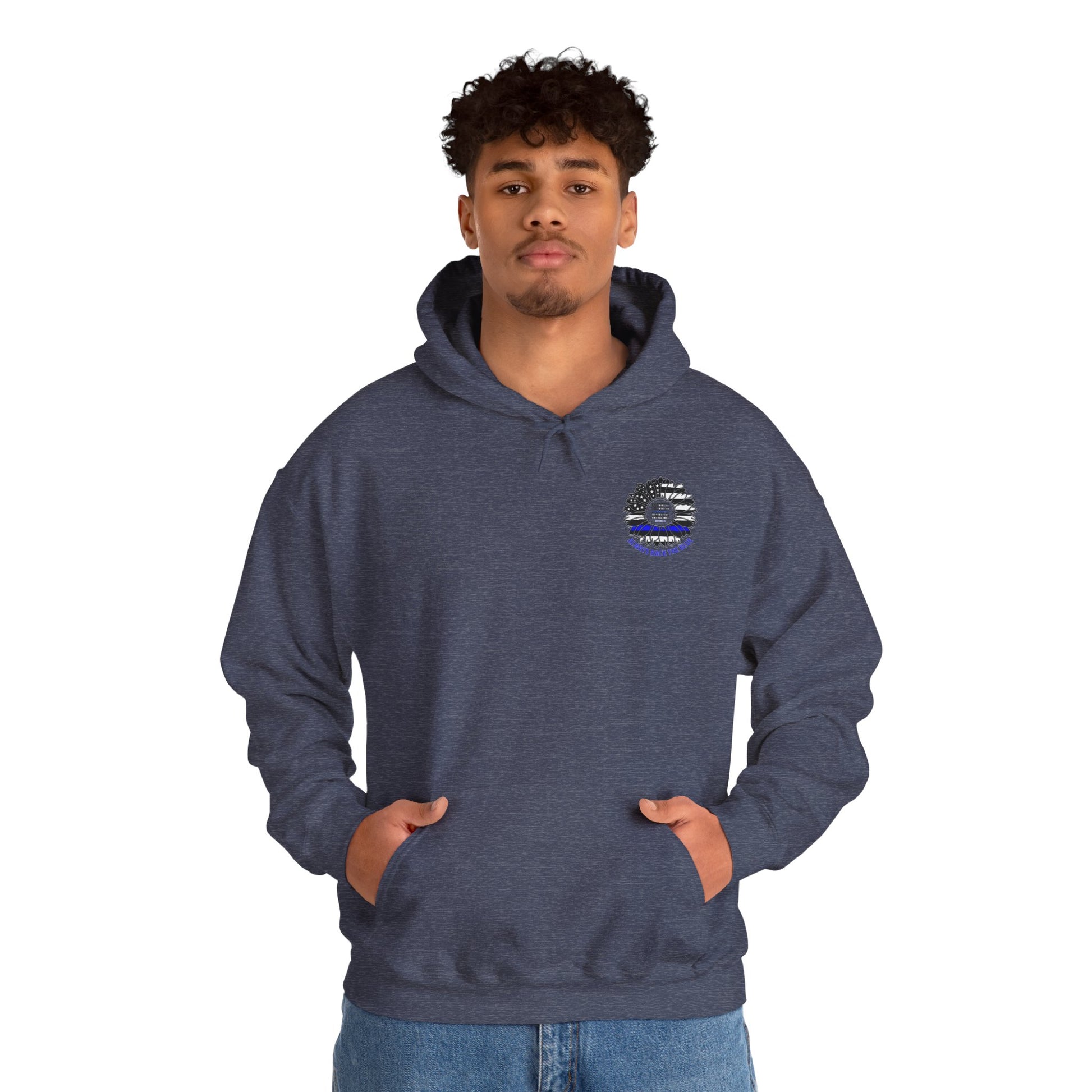 Never Waver Always Back the Blue Hooded Sweatshirt - Unisex Heavy Blend™ - Never Waver