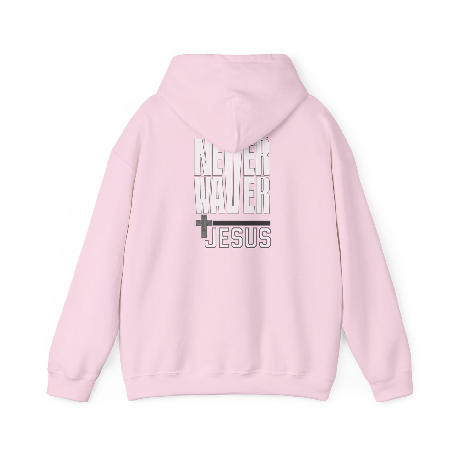 Never Waver” Jesus a bold, eye-catching design that reflects a steadfast faith and confidence in Christ. Hoodie - Unisex Heavy Blend™ Sweatshirt - Never Waver