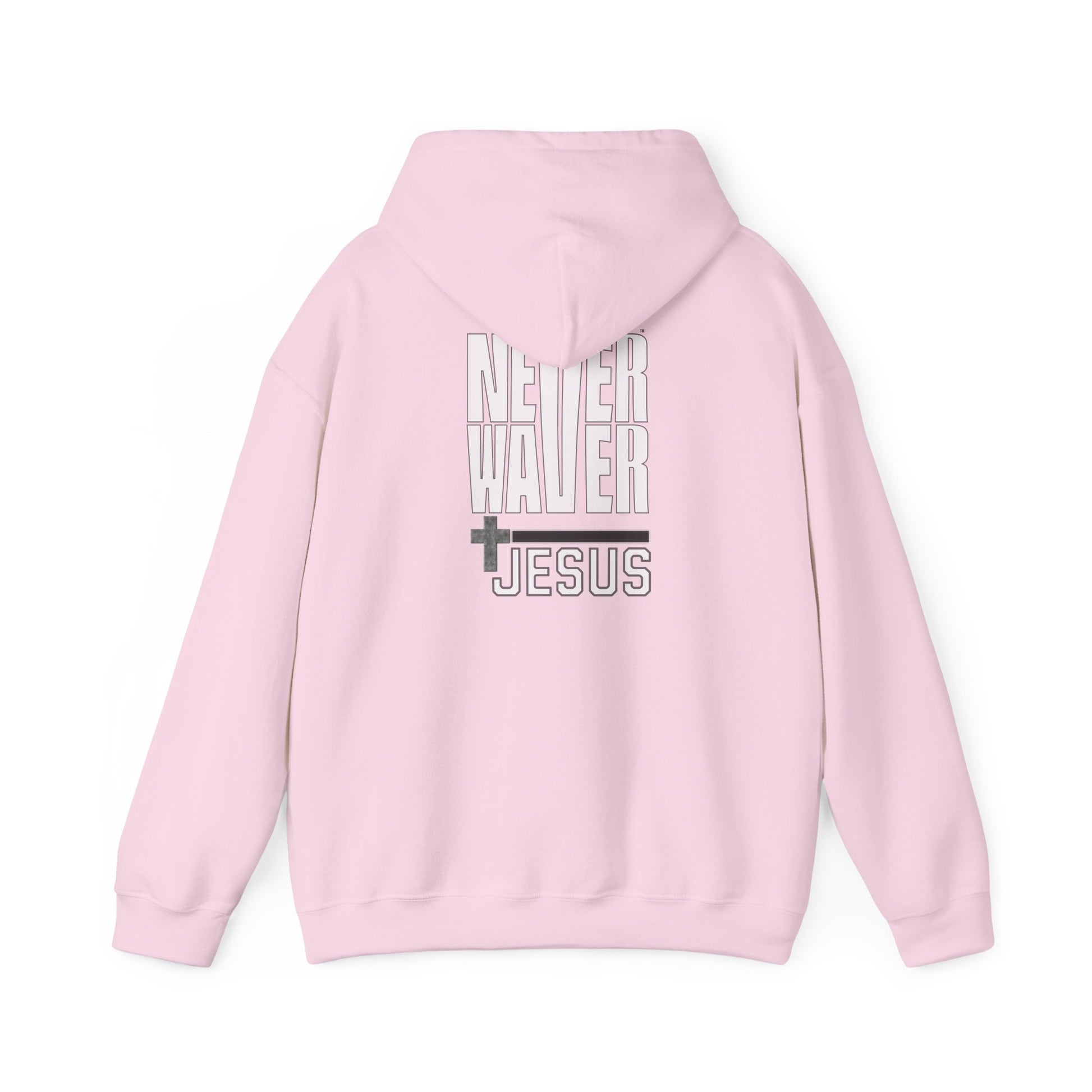 Never Waver” Jesus a bold, eye-catching design that reflects a steadfast faith and confidence in Christ. Hoodie - Unisex Heavy Blend™ Sweatshirt - Never Waver