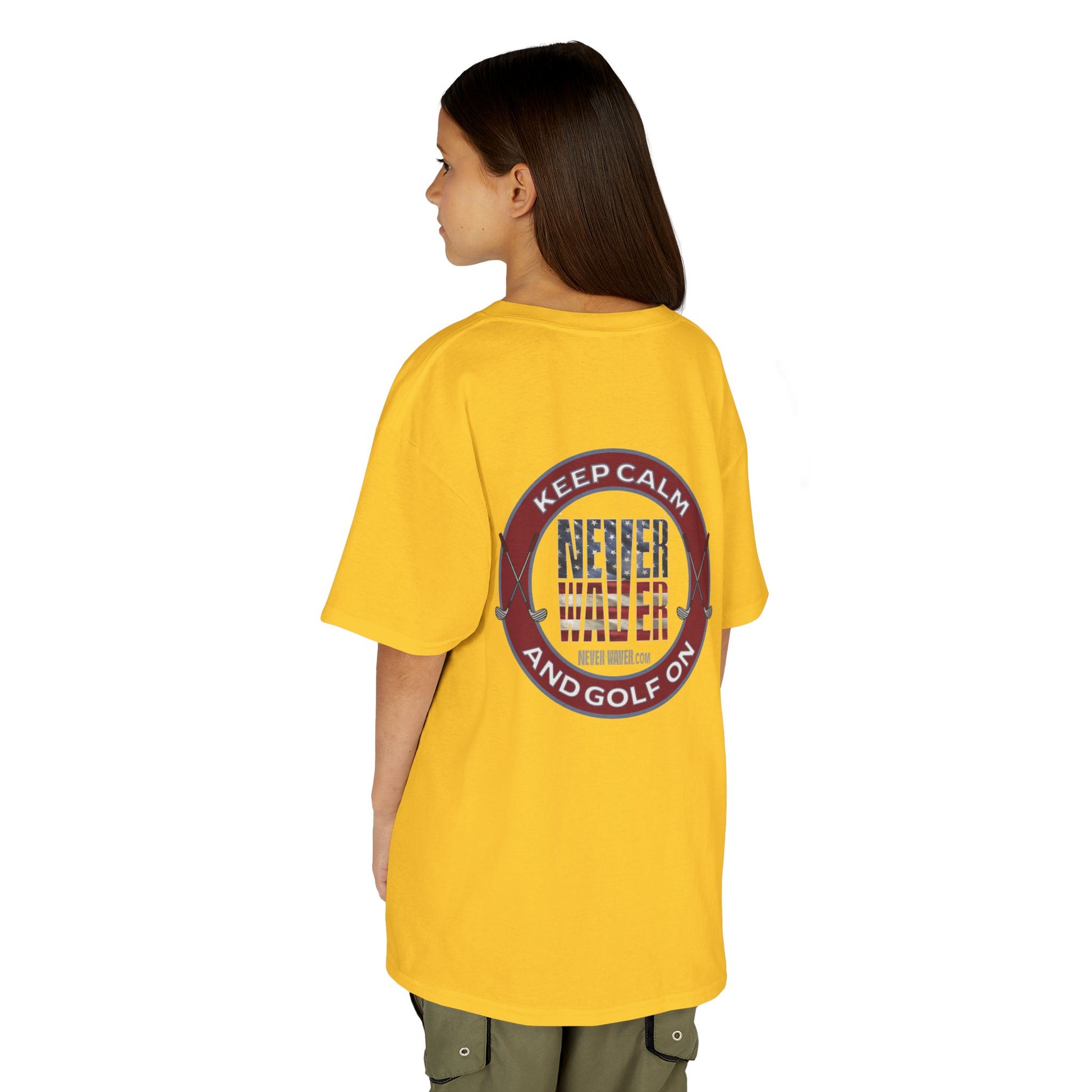 Kids Golf Tee - Keep Calm Never Waver and Golf On - Never Waver