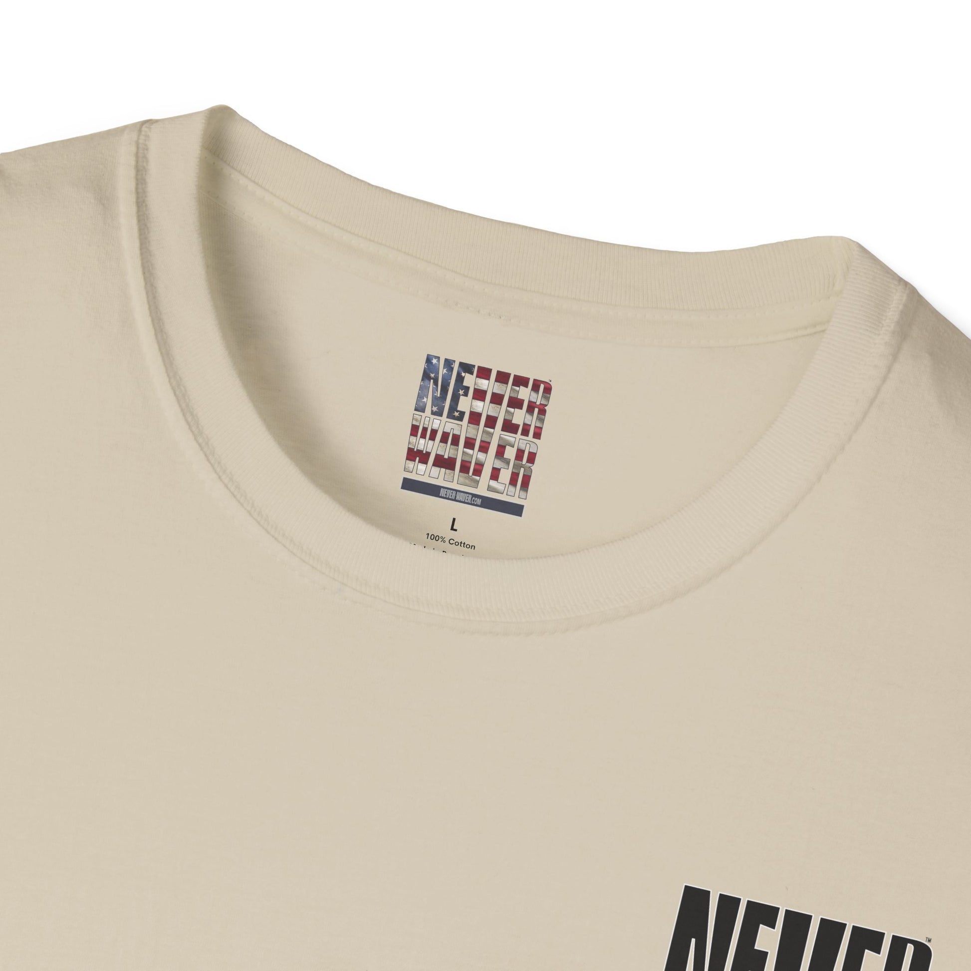 Never Waver” Jesus a bold, eye-catching design that reflects a steadfast faith and confidence in Christ. Unisex Soft style T-Shirt - Never Waver