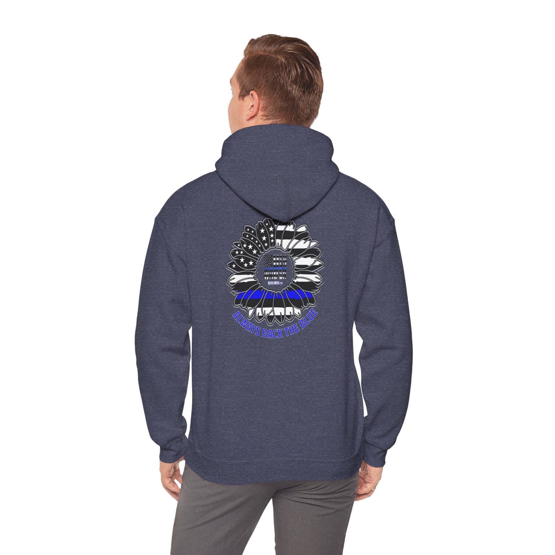 Never Waver Always Back the Blue Hooded Sweatshirt - Unisex Heavy Blend™ - Never Waver