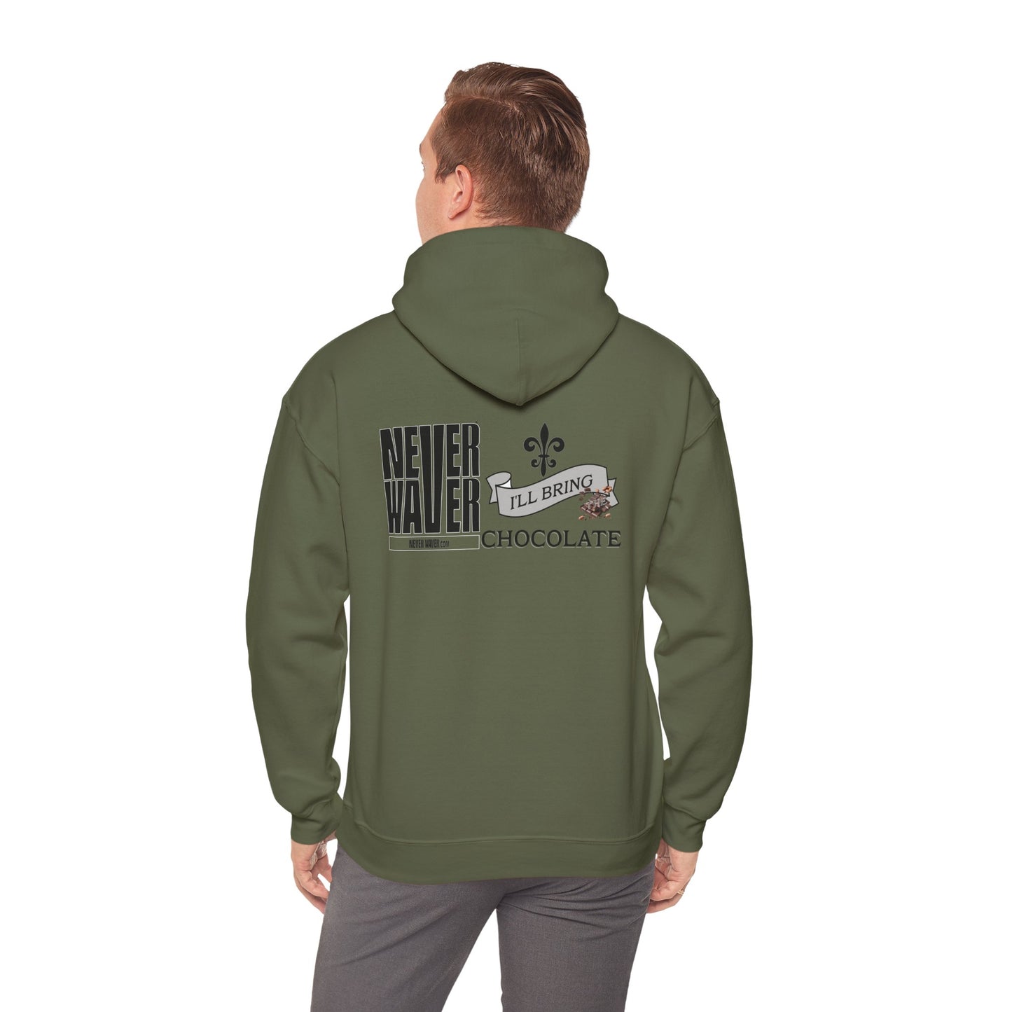 Unisex Heavy Blend™ Hooded Sweatshirt - "Never Waver I'll Bring The Chocolate" Inspirational Hoodie - Never Waver