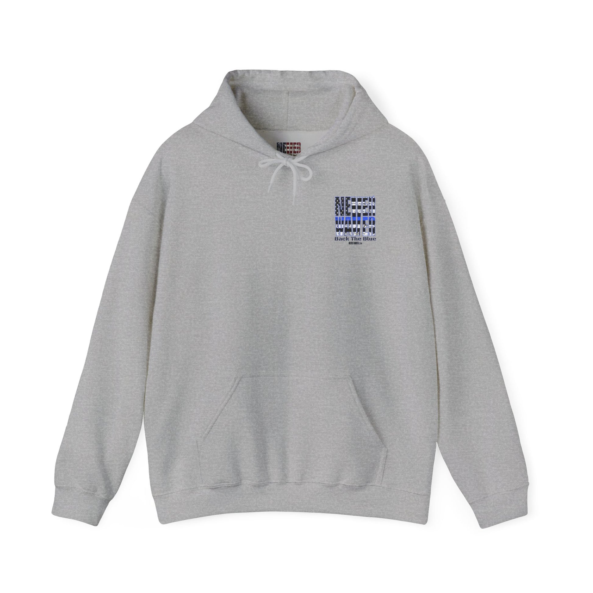 Never Waver Back The Blue Hoodie - Unisex Heavy Blend Sweatshirt - Never Waver