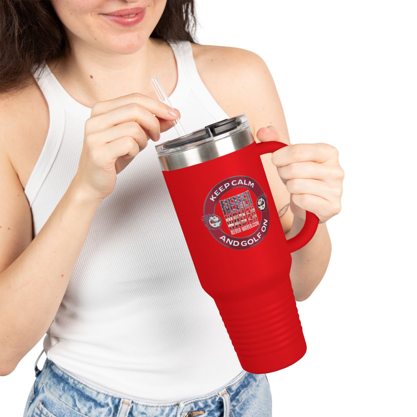 Insulated Travel Mug - "Never Waver Golf" - 40oz Sporty Drinkware - Never Waver